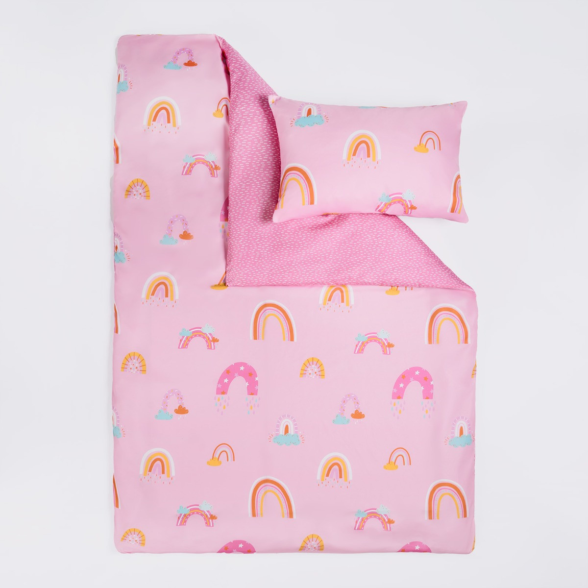 OHS Bright Rainbow Duvet Cover Set, Pink - Single >
