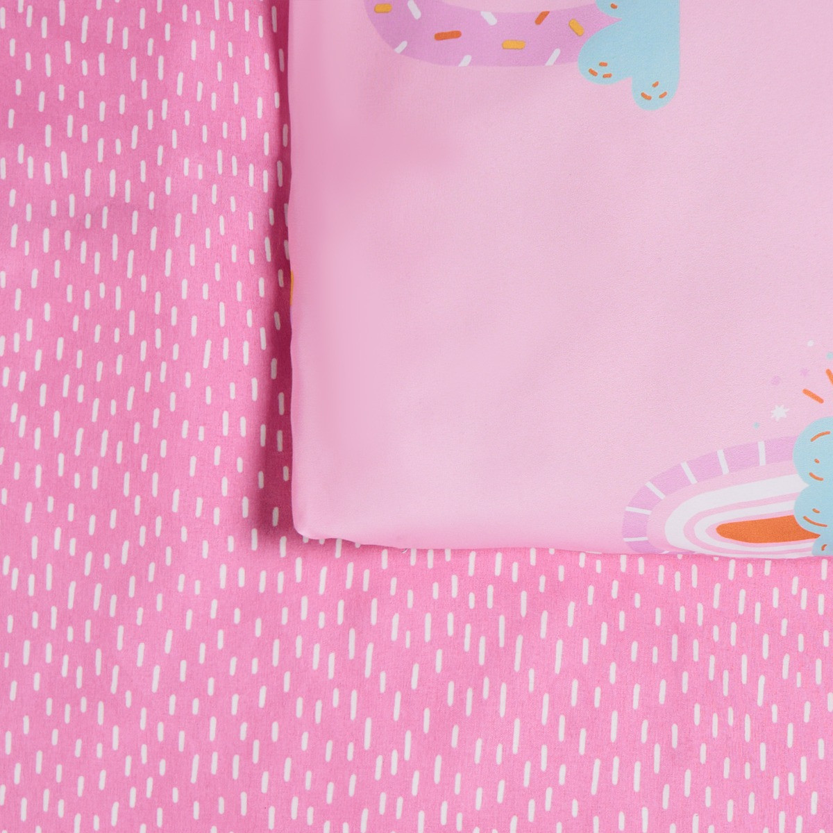 OHS Bright Rainbow Duvet Cover Set, Pink - Single >