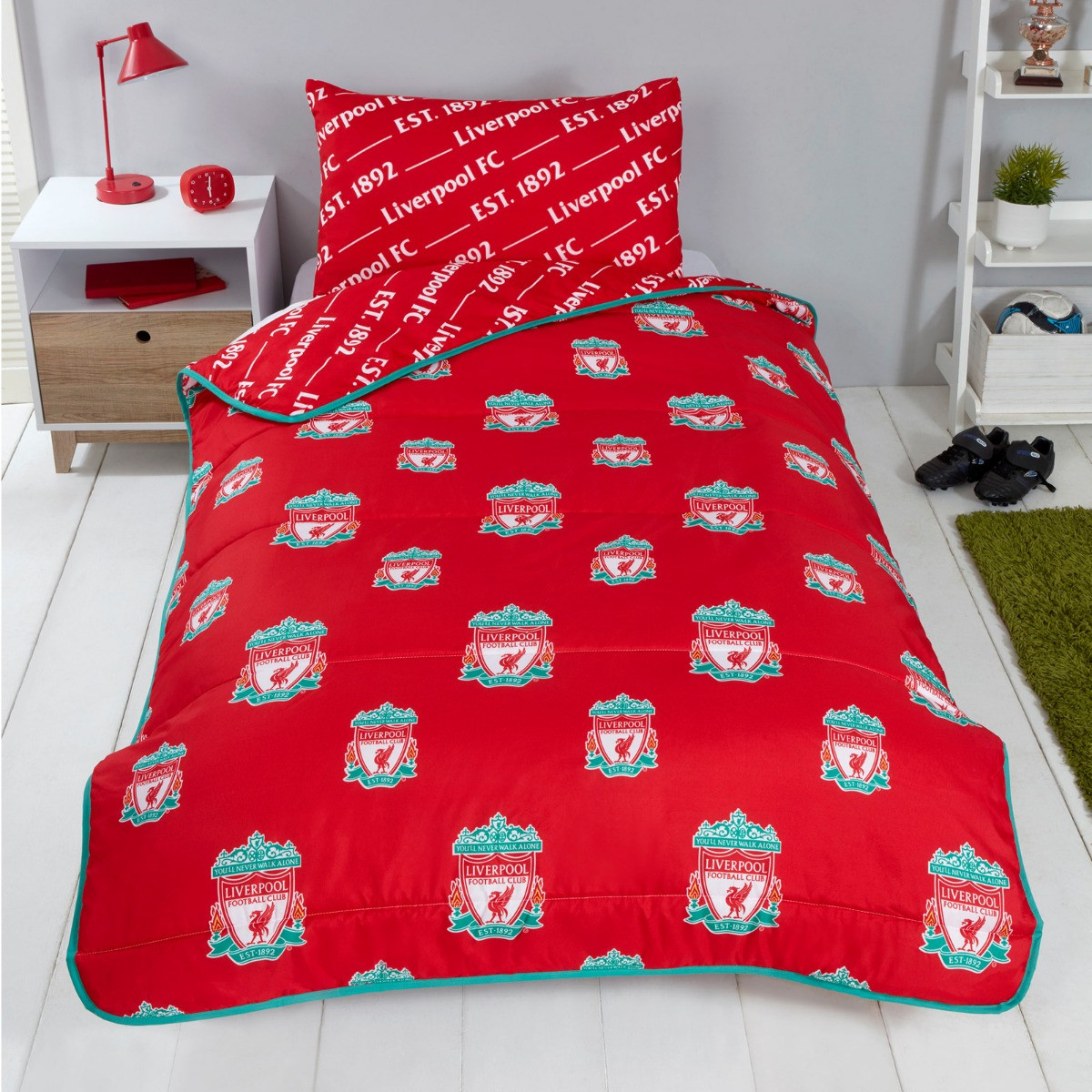 Liverpool Reversible Coverless 4.5 Tog Duvet, Red - Single>