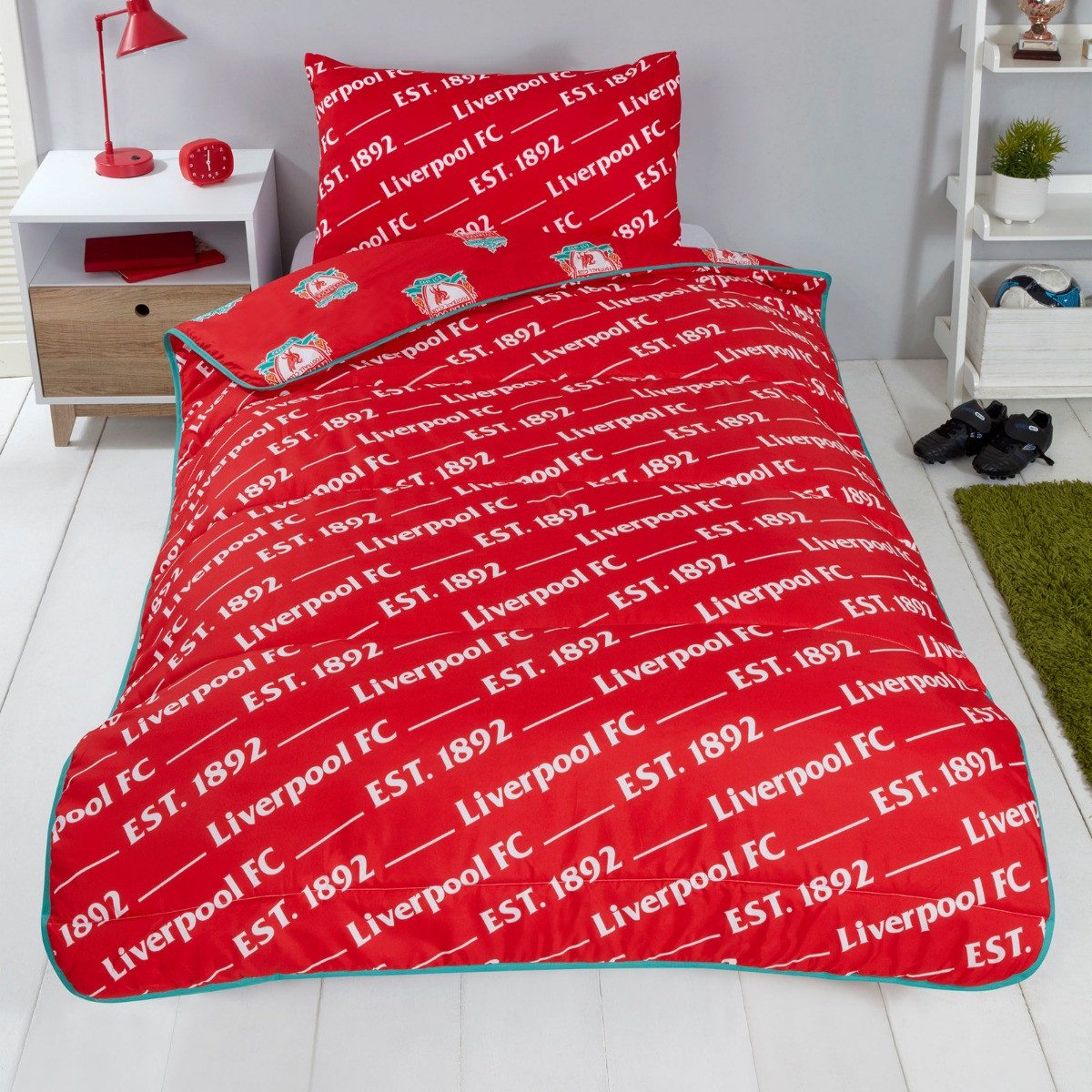 Liverpool Reversible Coverless 4.5 Tog Duvet, Red - Single>