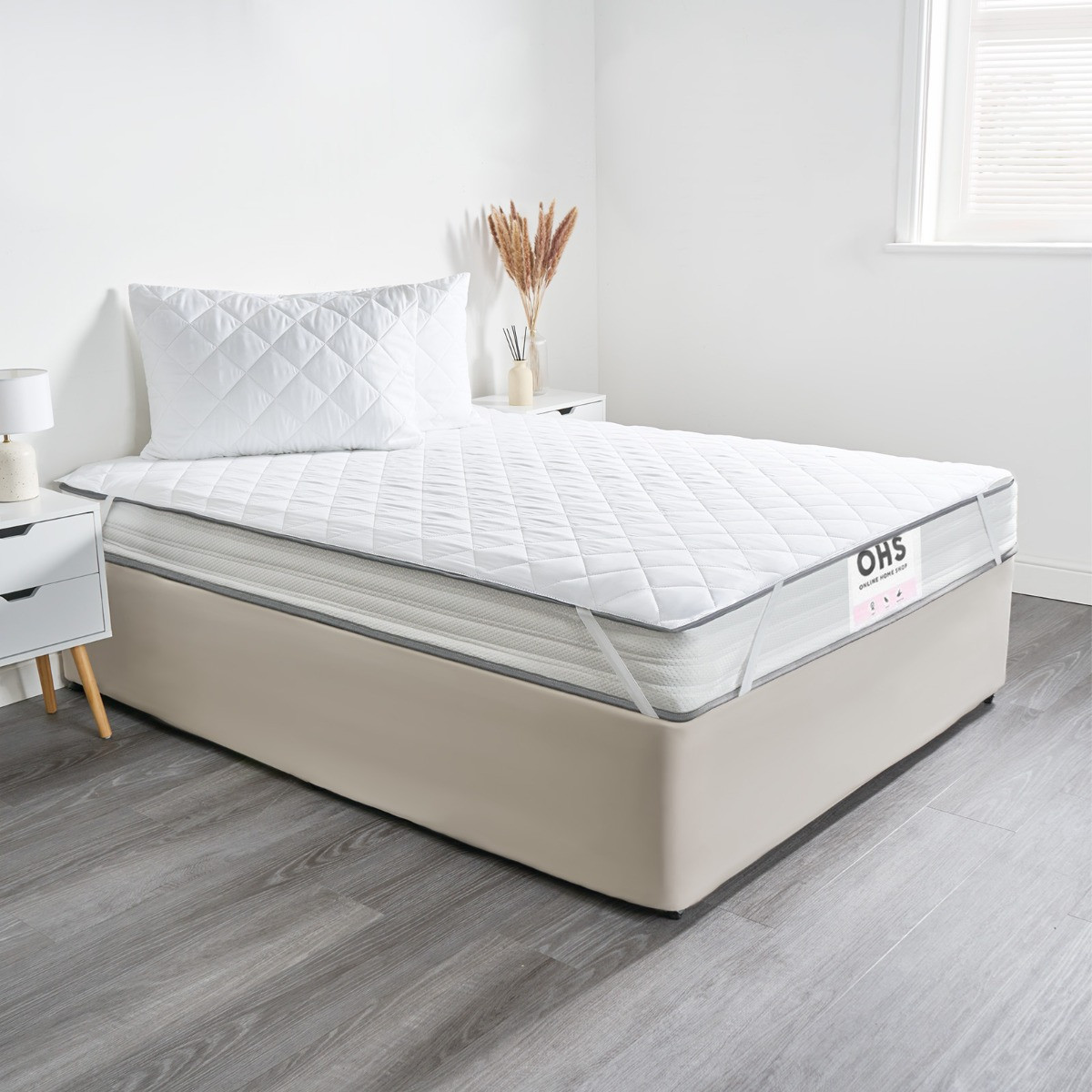 OHS Pinsonic Soft Touch Mattress Protector, White - Double>