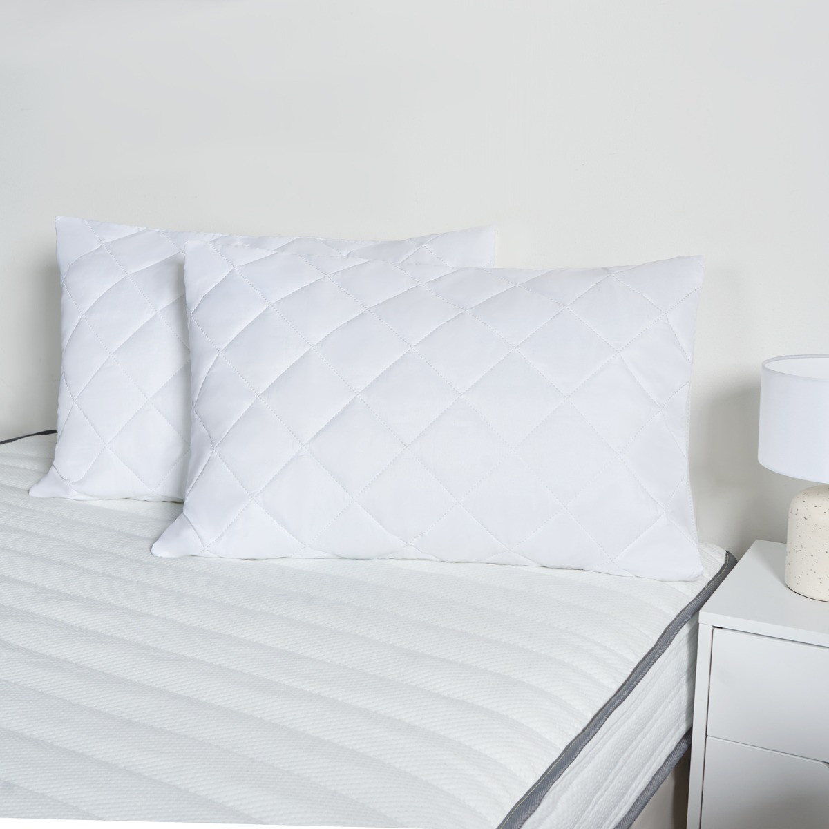 OHS 2 Pack Pinsonic Soft Touch Pillow Protectors - White>