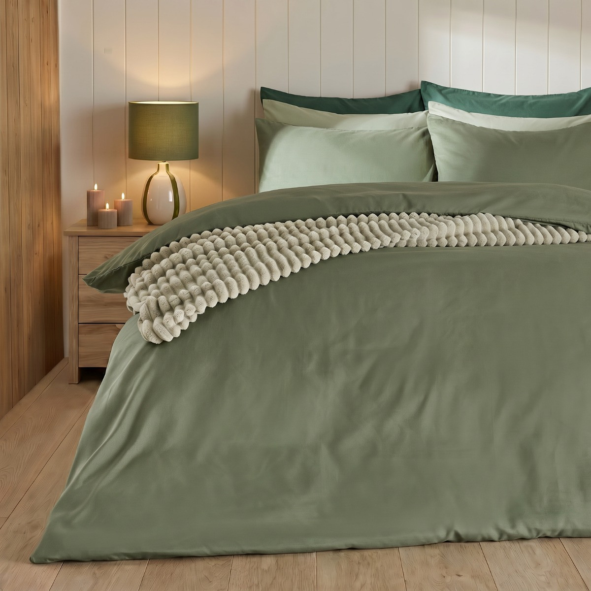 OHS Plain Duvet Cover Set - Woodland Green>