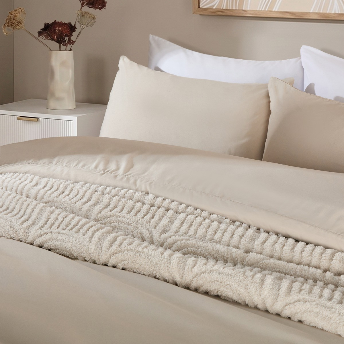OHS Plain Duvet Cover Set - Stone>
