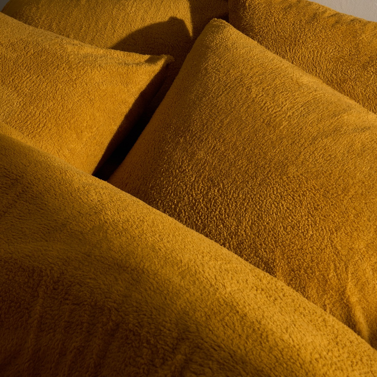 OHS Teddy Fleece Duvet Cover Set, Ochre - Single>