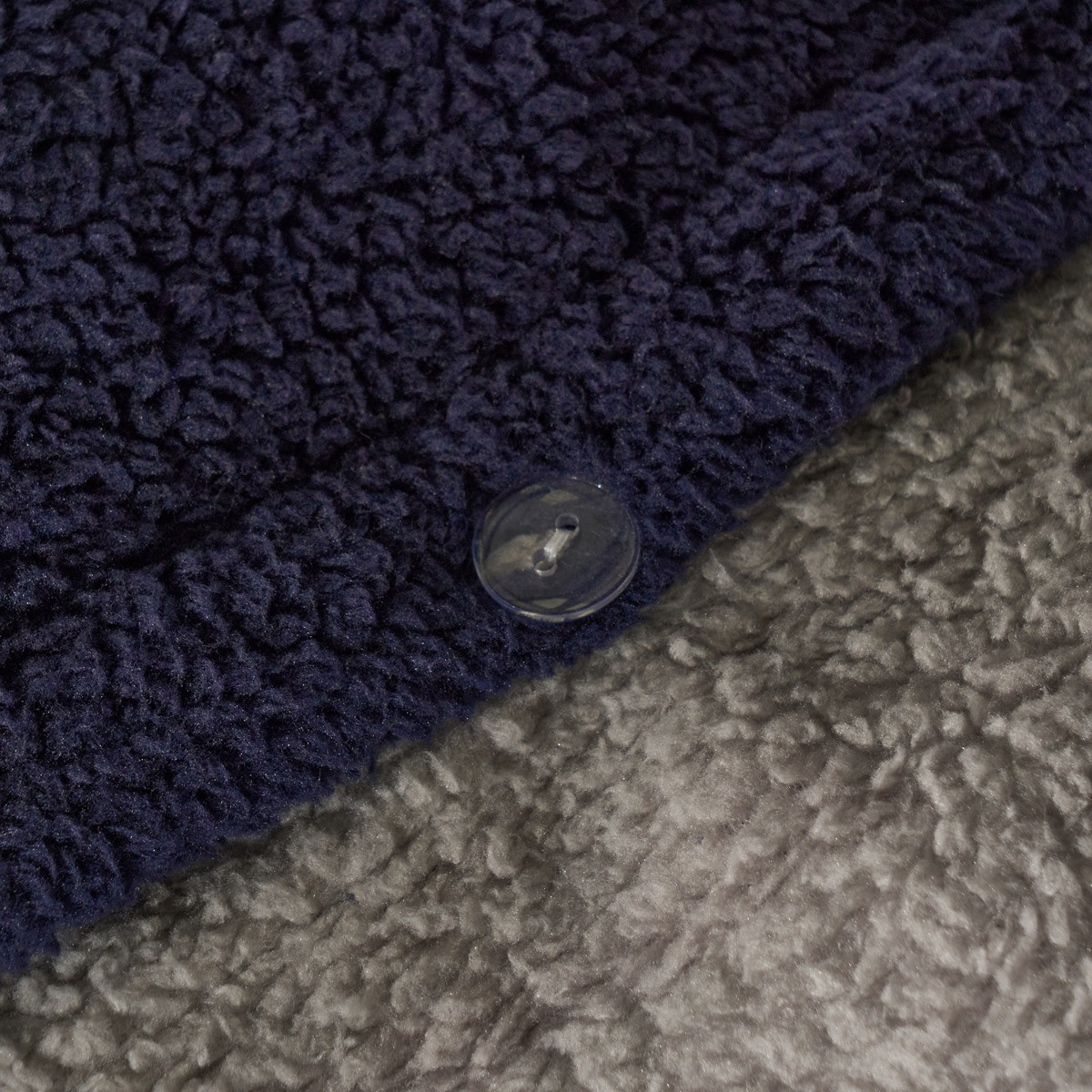 OHS Teddy Fleece Reversible Duvet Cover Set, Navy/Grey - Double>