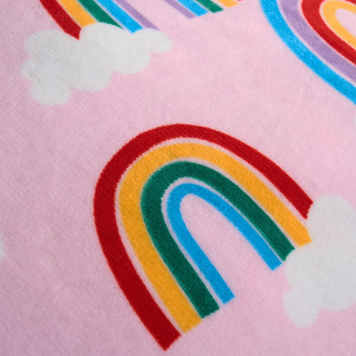OHS Rainbow Print Fleece Duvet Set, Pink - Single >