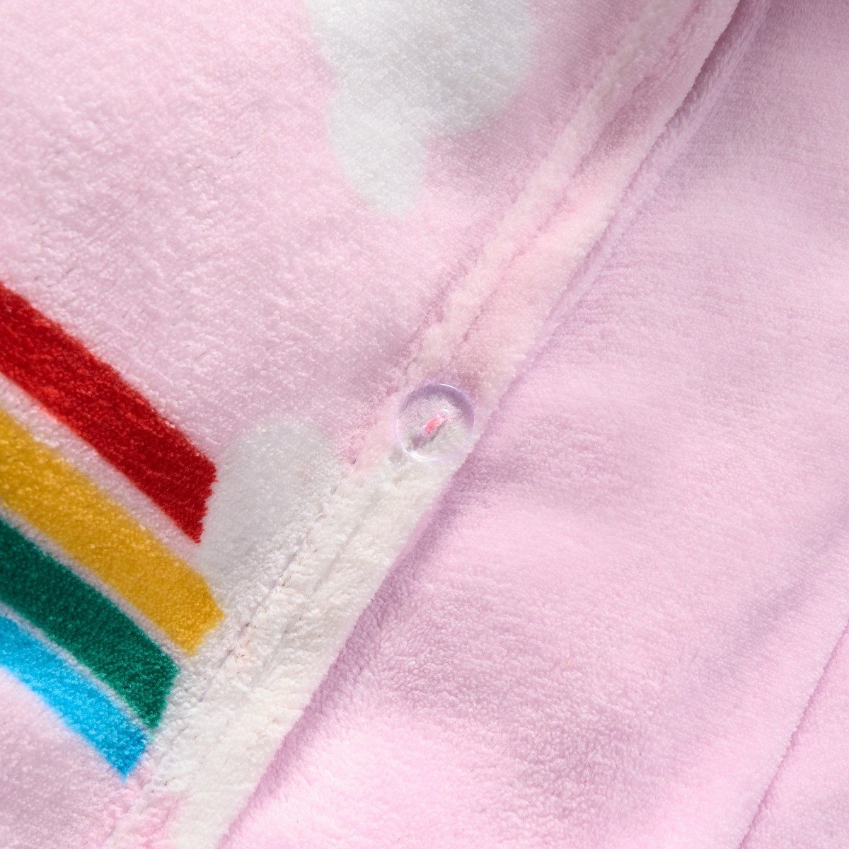 OHS Rainbow Print Fleece Duvet Set, Pink - Single >