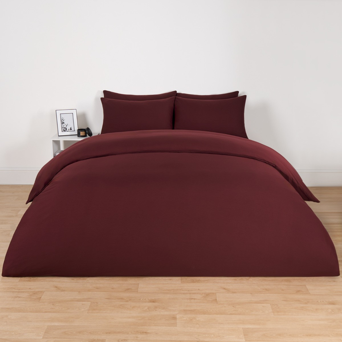 OHS Plain Duvet Cover Set, Burgundy - Superking>