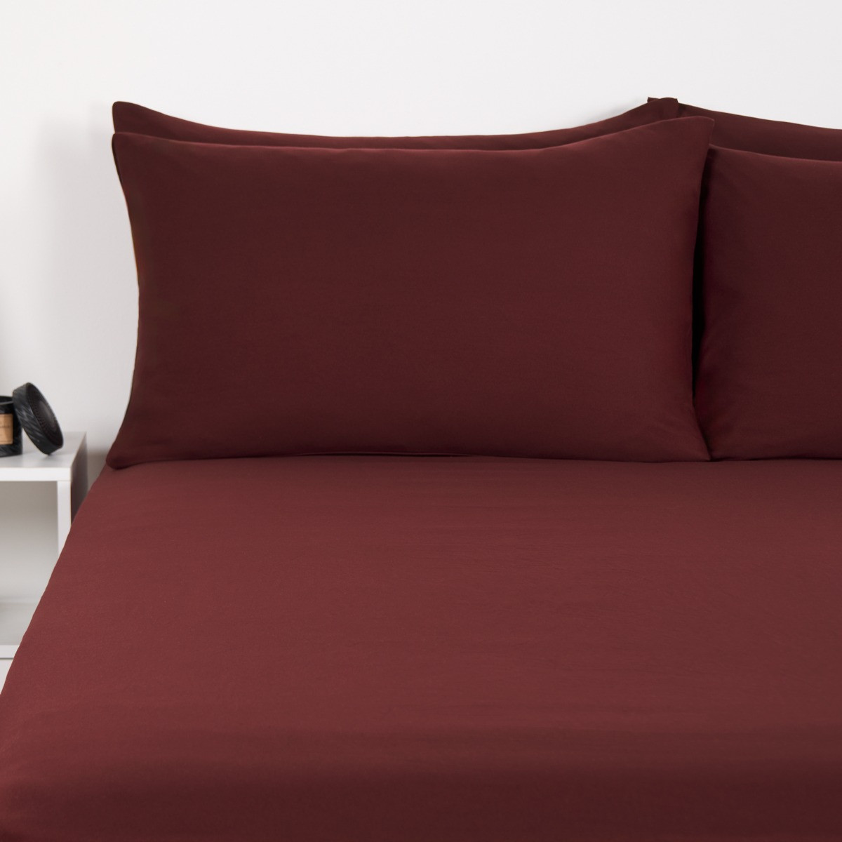 OHS Plain Duvet Cover Set, Burgundy - Single>