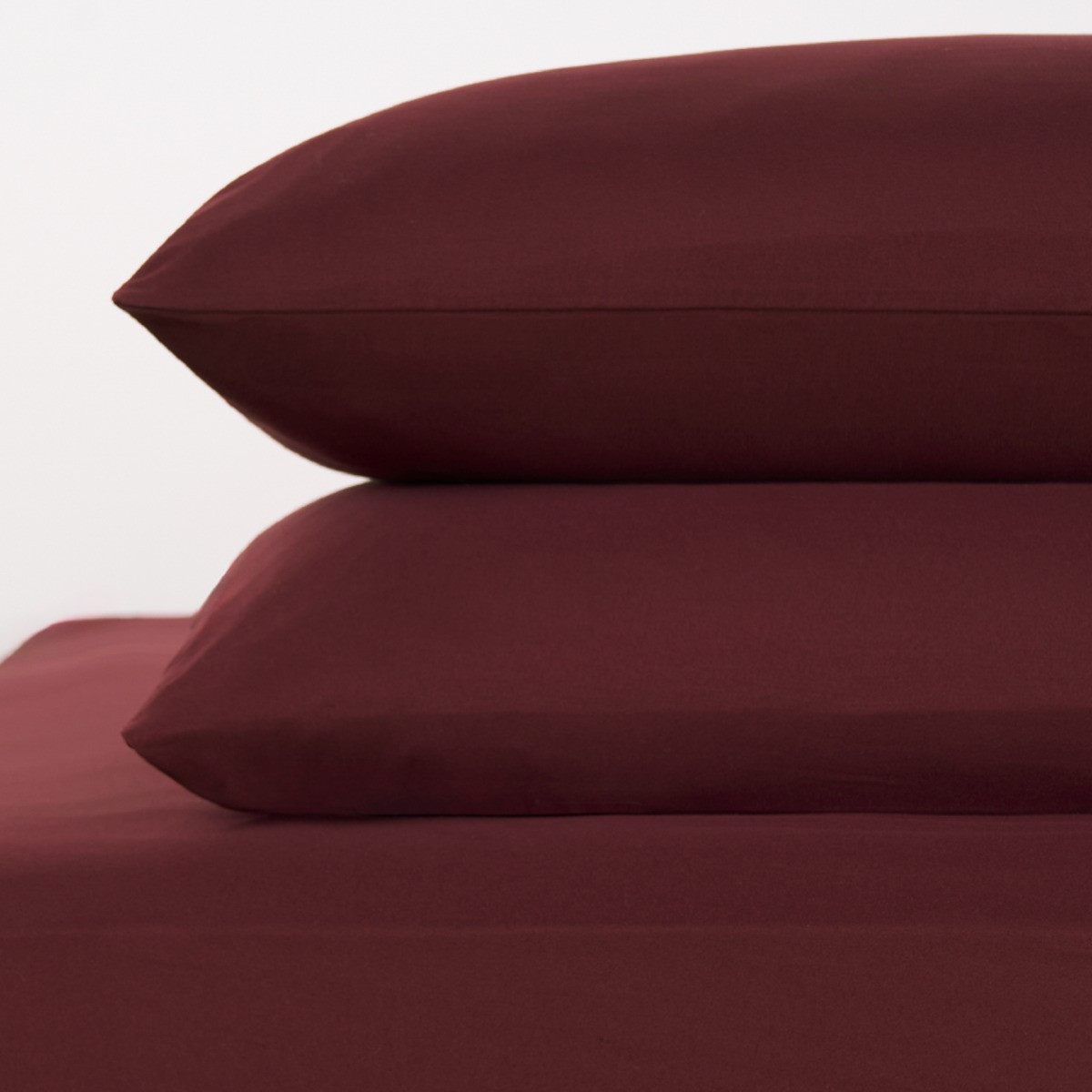 OHS Plain Duvet Cover Set, Burgundy - Double >