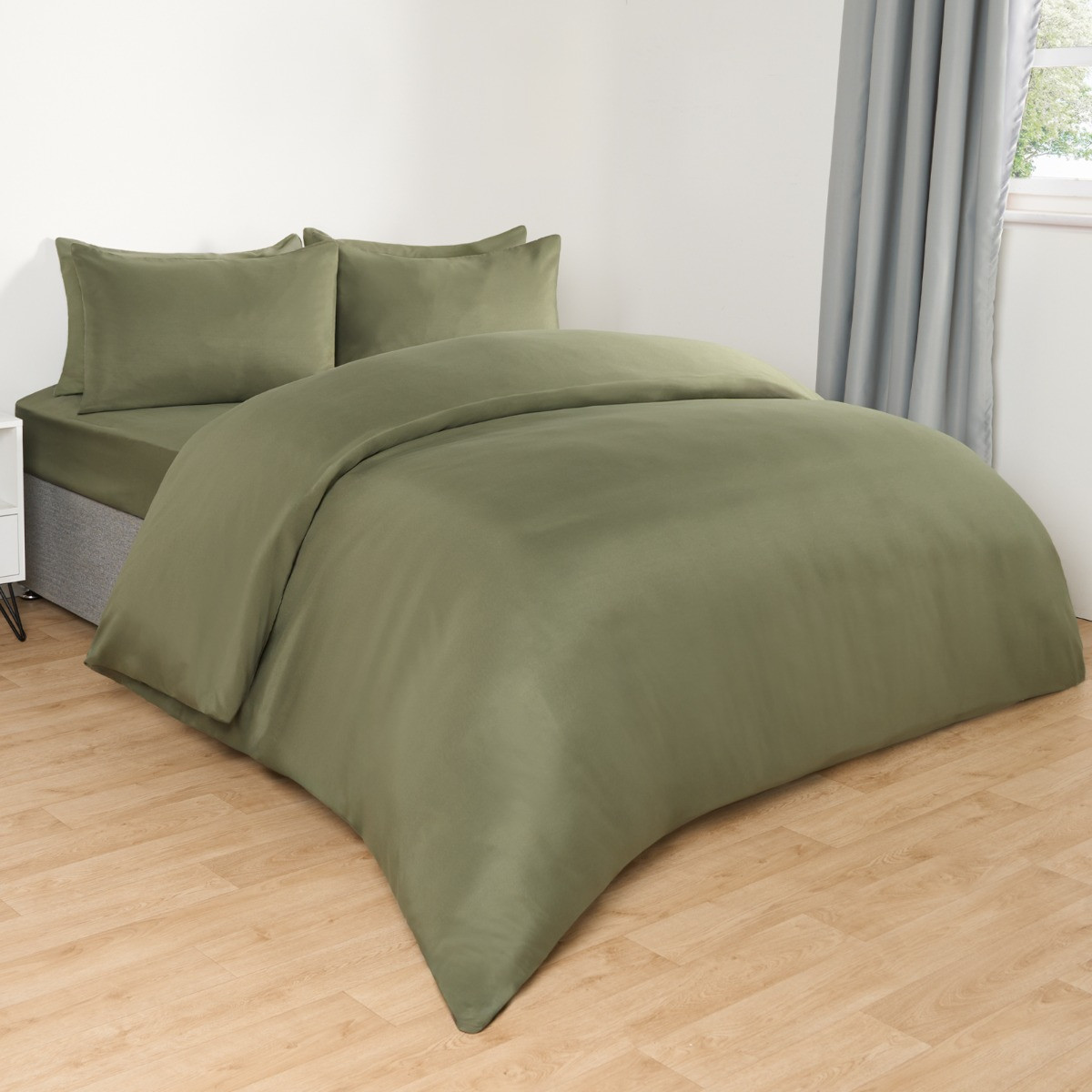 OHS Plain Duvet Cover Set, Woodland Green - King>