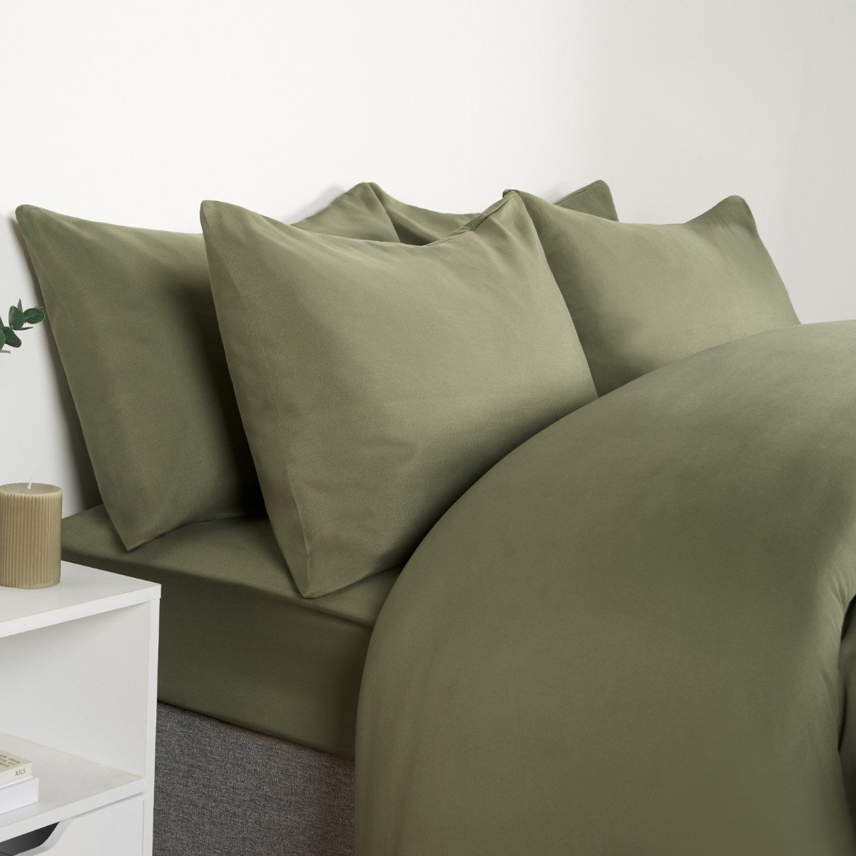 OHS Plain Duvet Cover Set, Woodland Green - King>