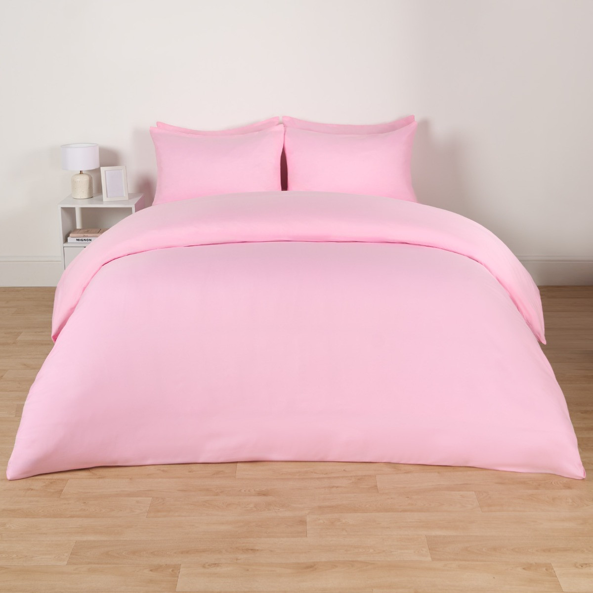 OHS Plain Duvet Cover Set , Pink - Double>
