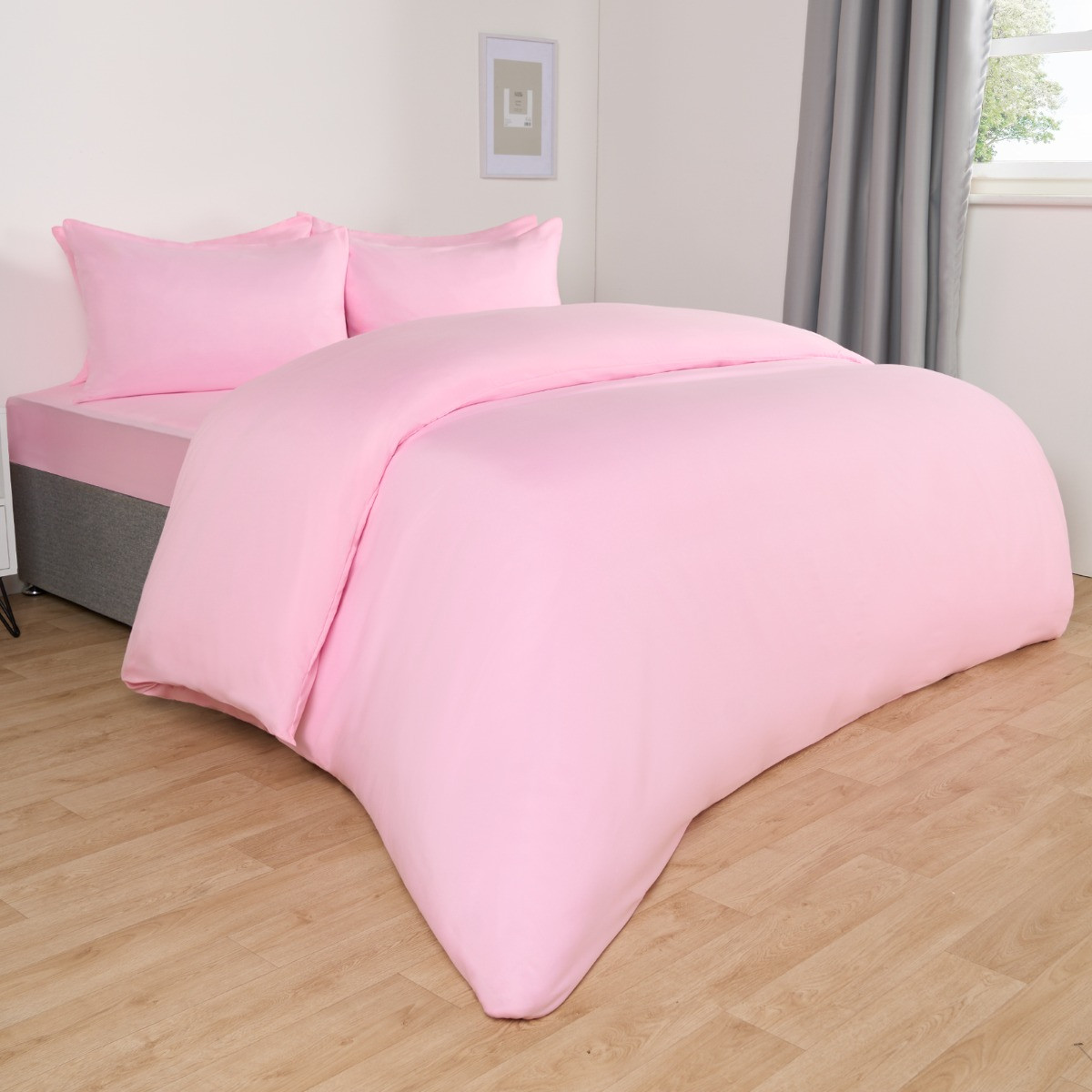 OHS Plain Duvet Cover Set , Pink - Double>