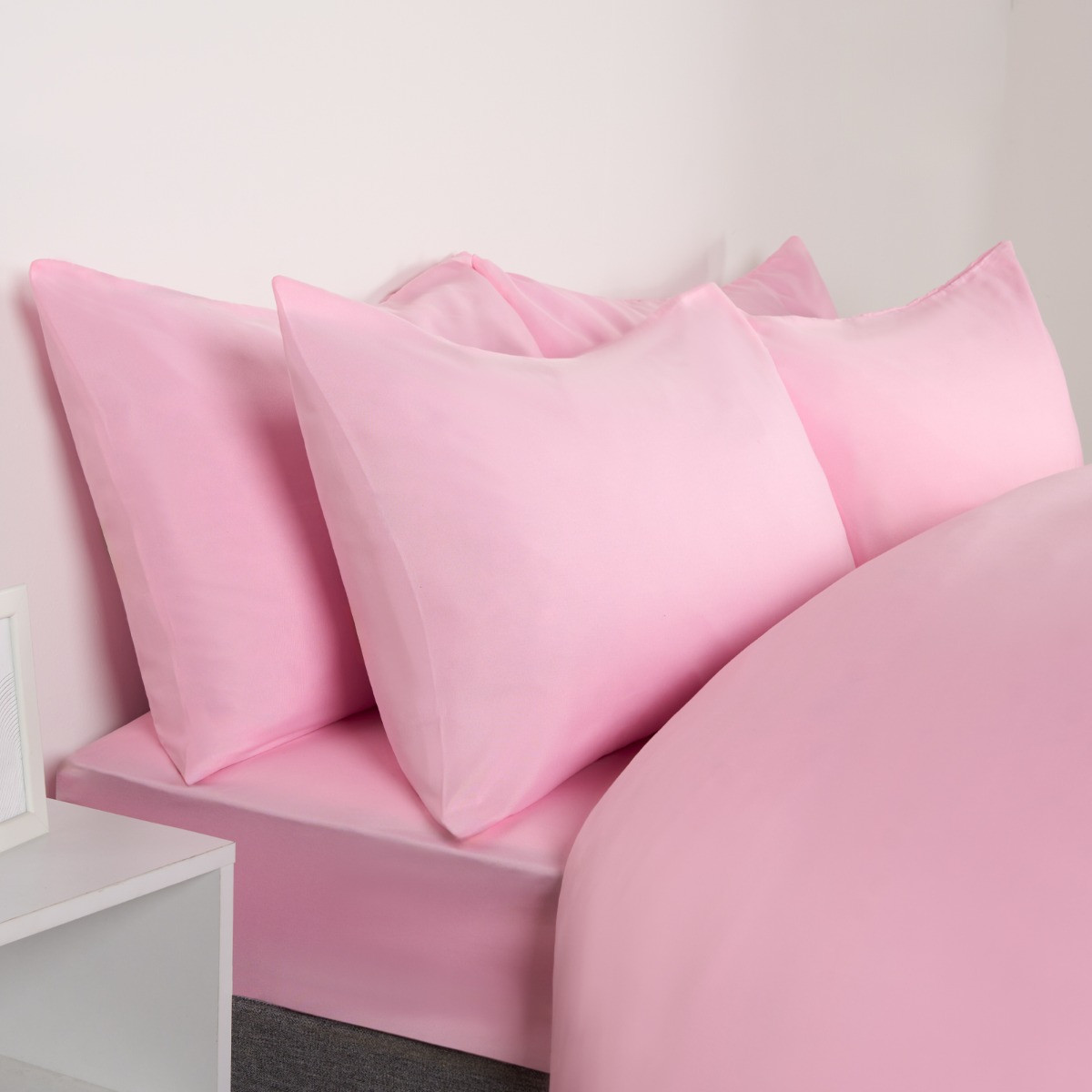 OHS Plain Duvet Cover Set , Pink - Single>