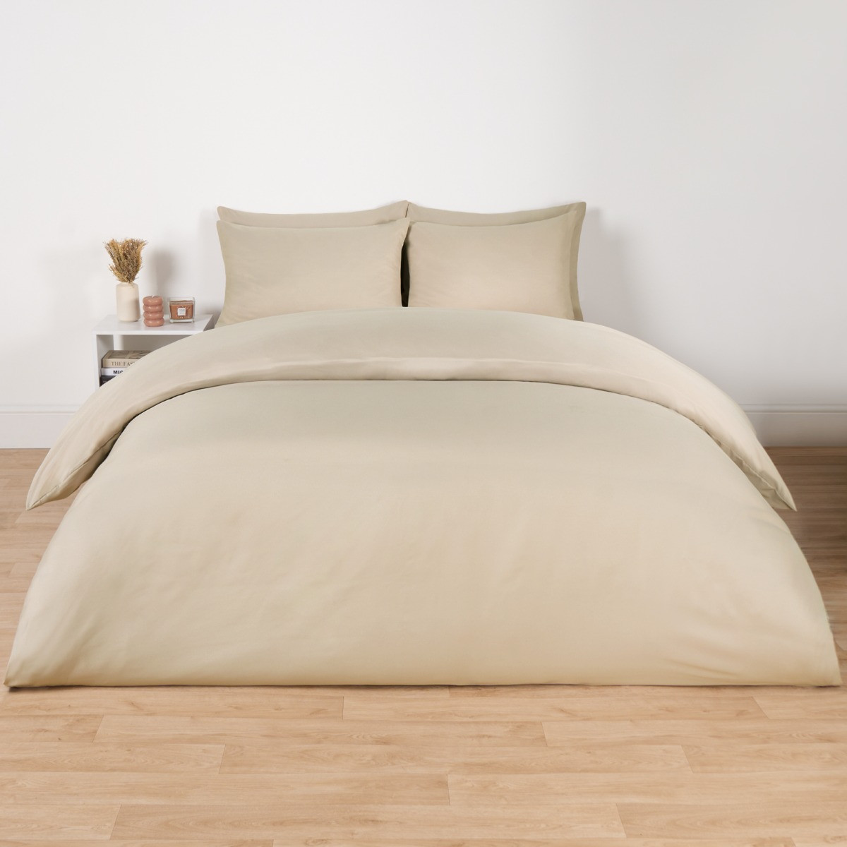 OHS Plain Duvet Cover Set , Stone - Single>