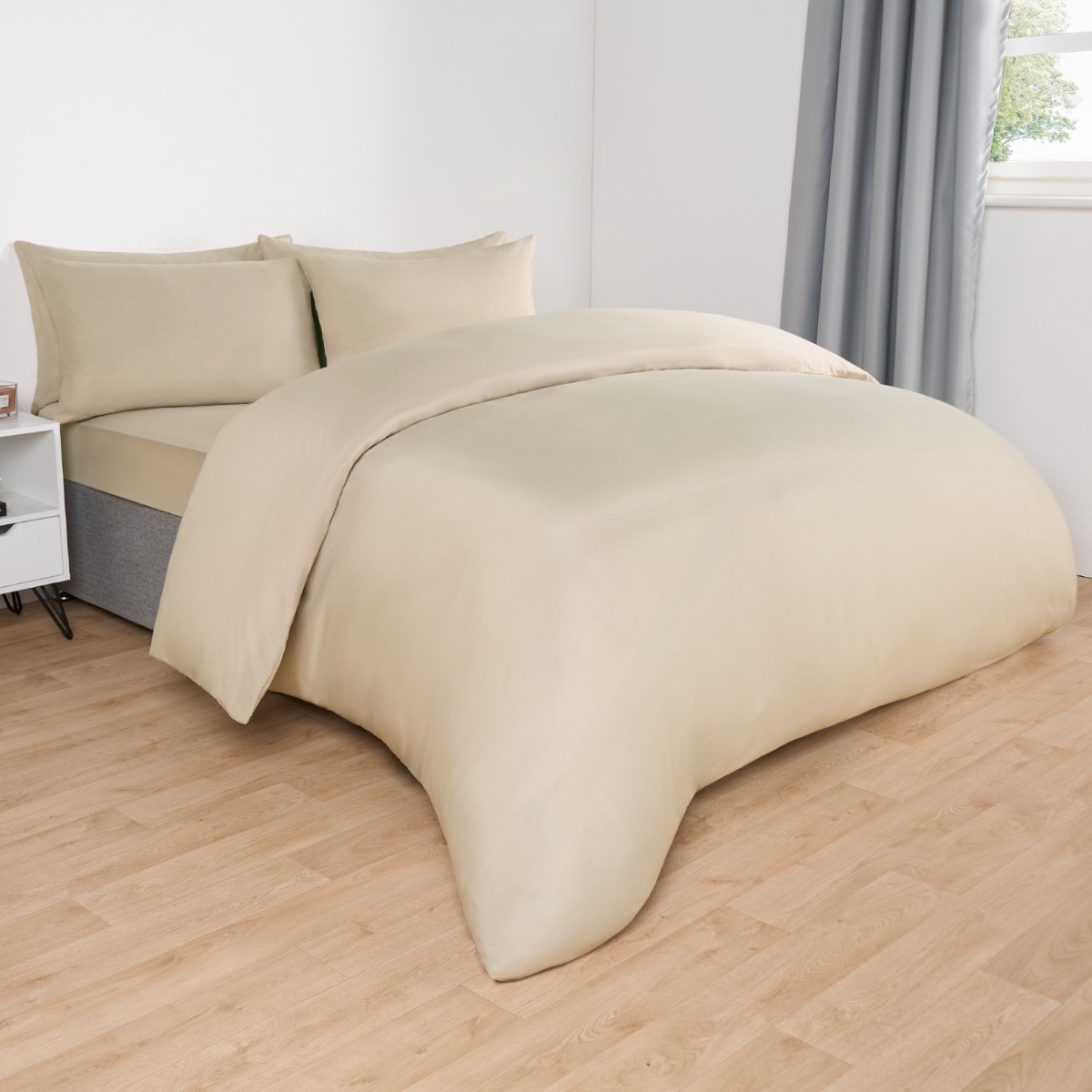 OHS Plain Duvet Cover Set, Stone - King>