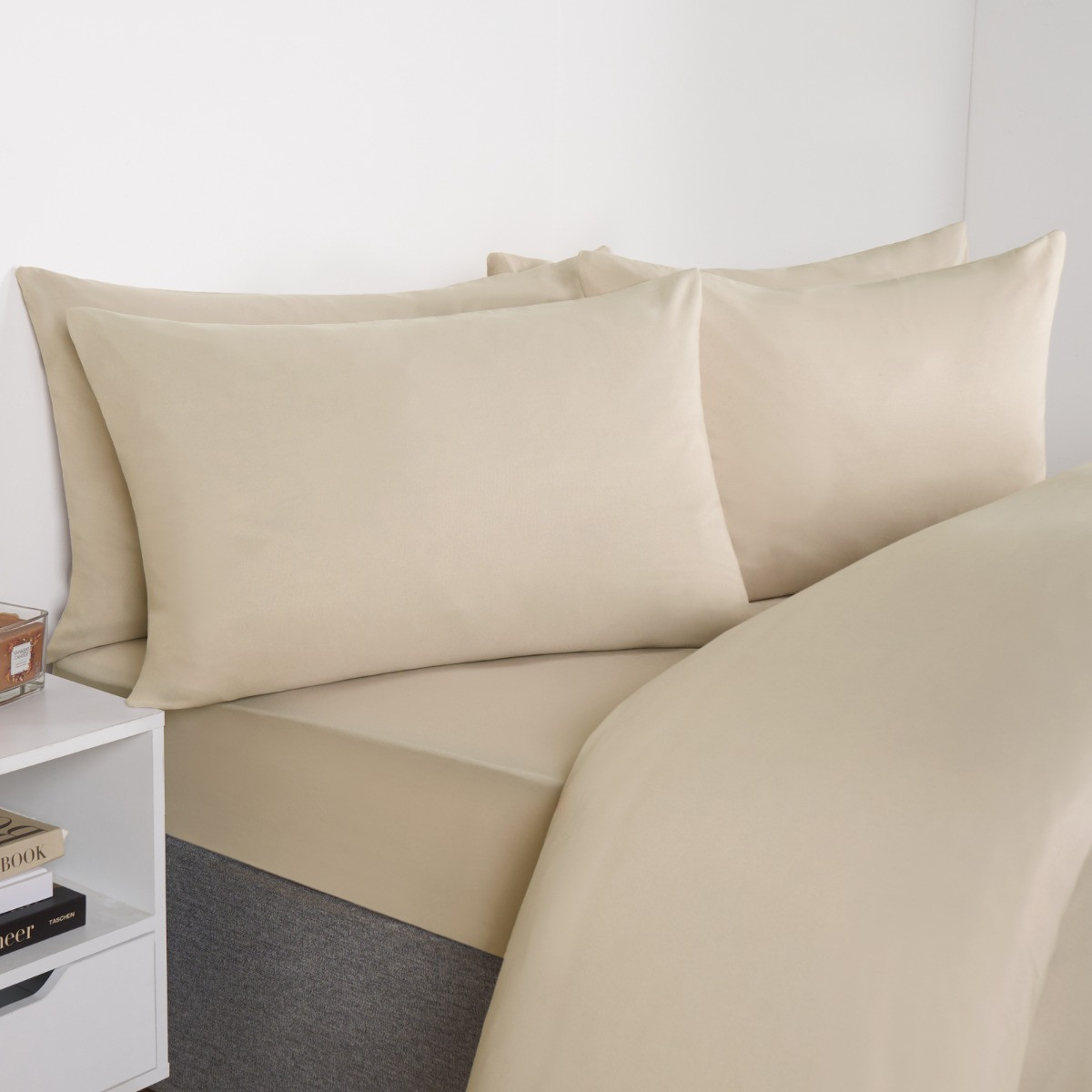 OHS Plain Duvet Cover Set, Stone - King>