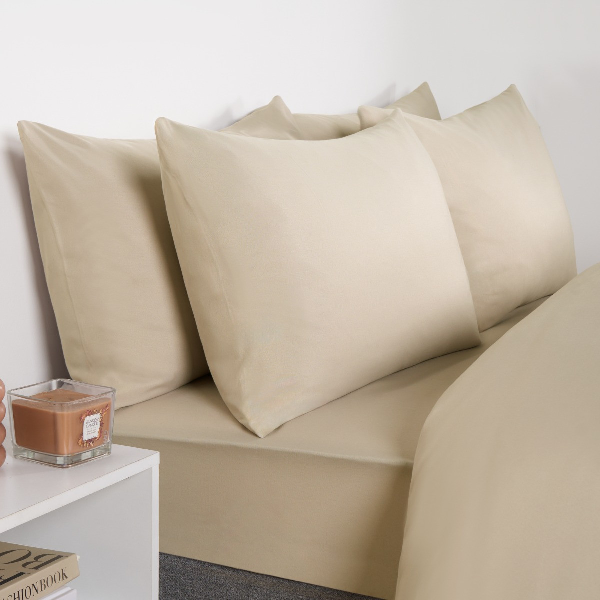 OHS Plain Duvet Cover Set, Stone - Double >