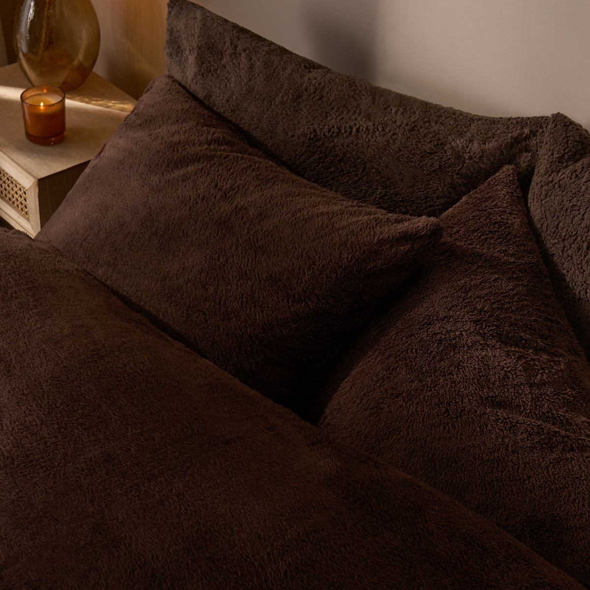 OHS Teddy Fleece Pillowcases - Chocolate >