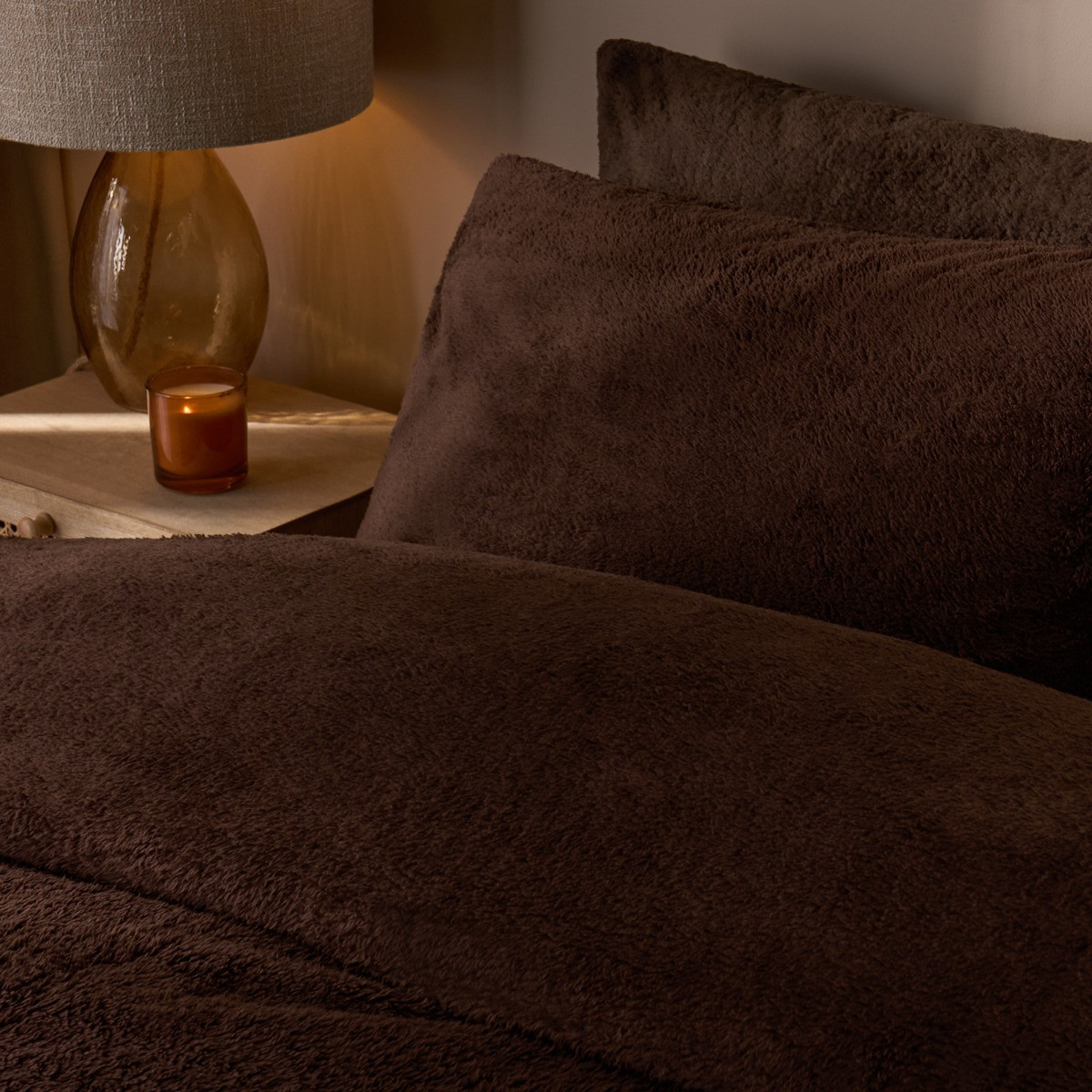 OHS Teddy Fleece Pillowcases - Chocolate >