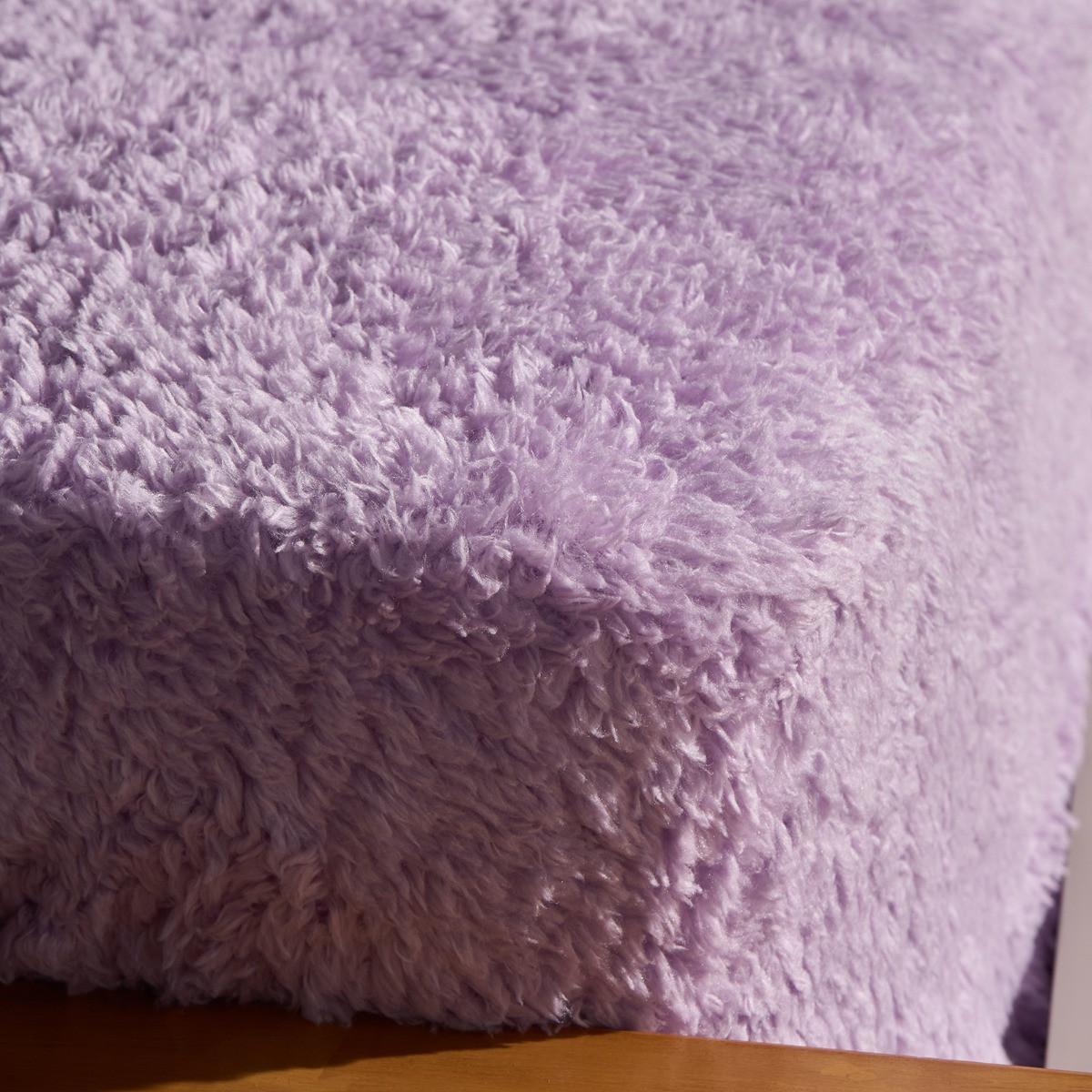 OHS Teddy Fleece Fitted Sheet, Lilac - Double>