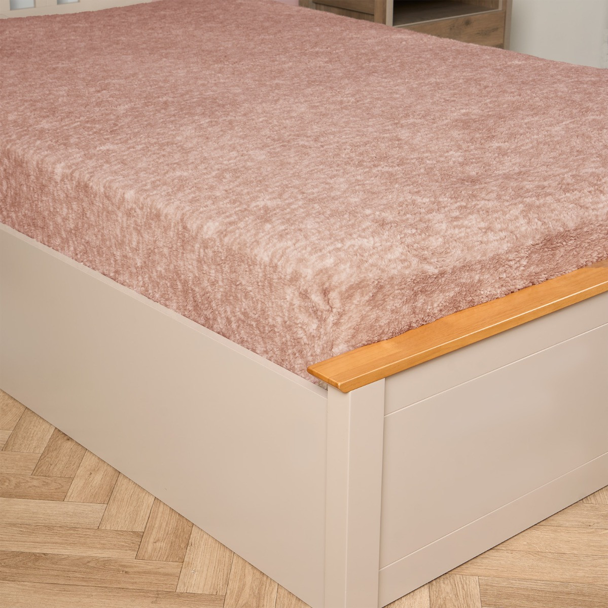 OHS Teddy Marl Textured Fitted Sheet, Blush - Single>