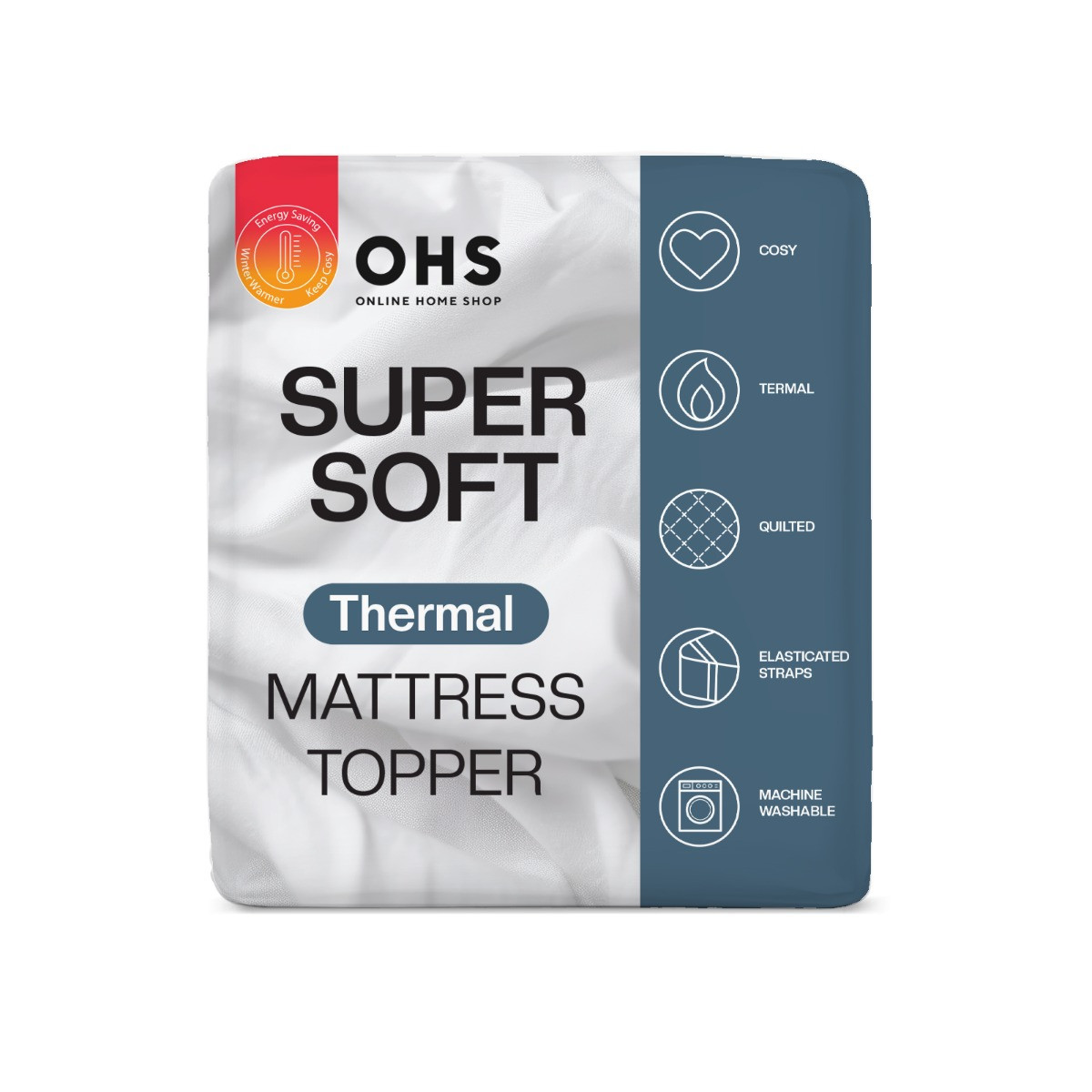 OHS Teddy Thermal Mattress Topper, Cream - Single>