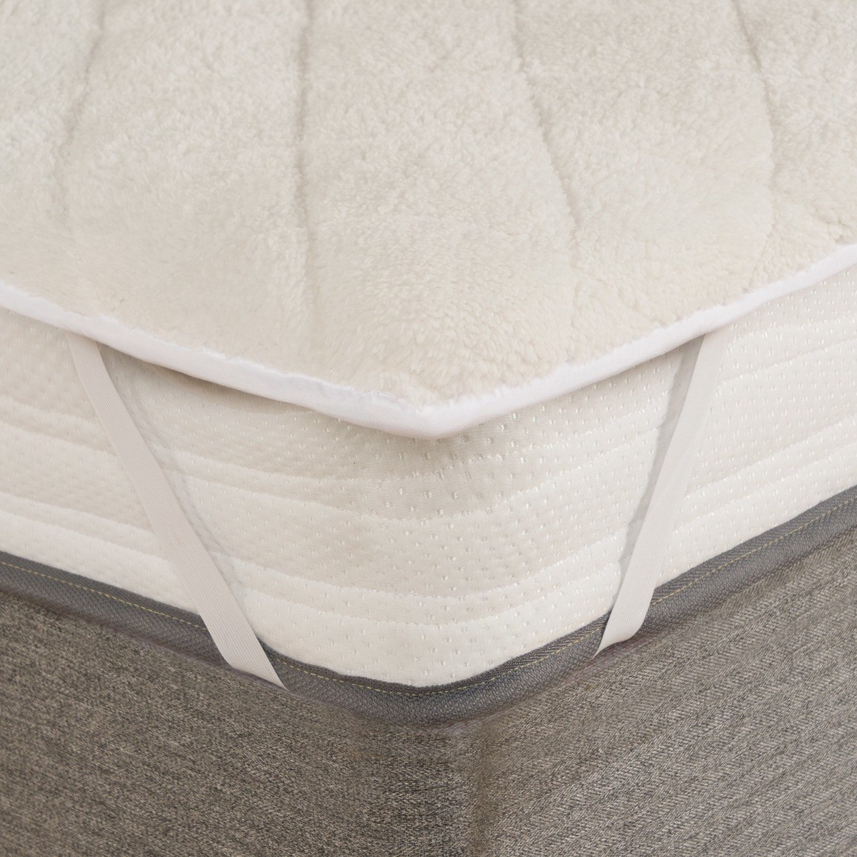 OHS Teddy Thermal Mattress Topper, Cream - King>