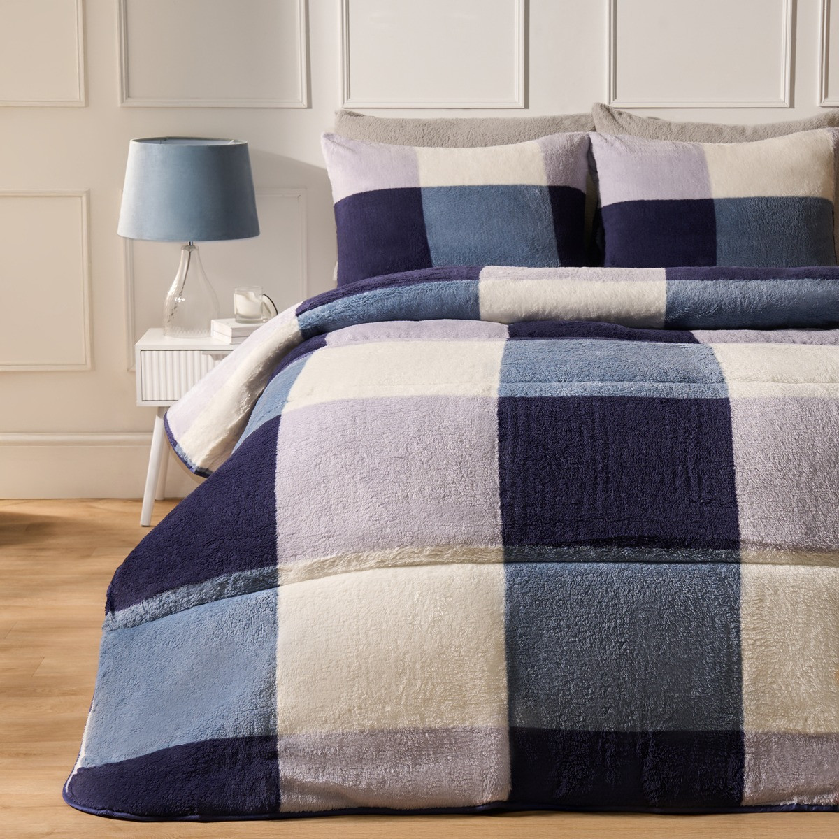 OHS Teddy Gingham Coverless 10.5 Duvet & Pillowcases - Navy >