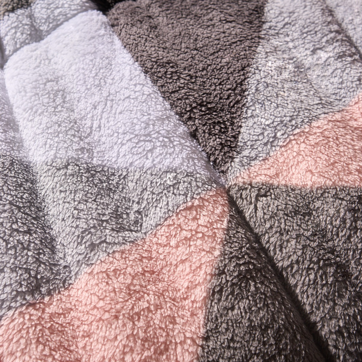 OHS Teddy Geometric Coverless 10.5 Duvet & Pillowcases, Blush - King >