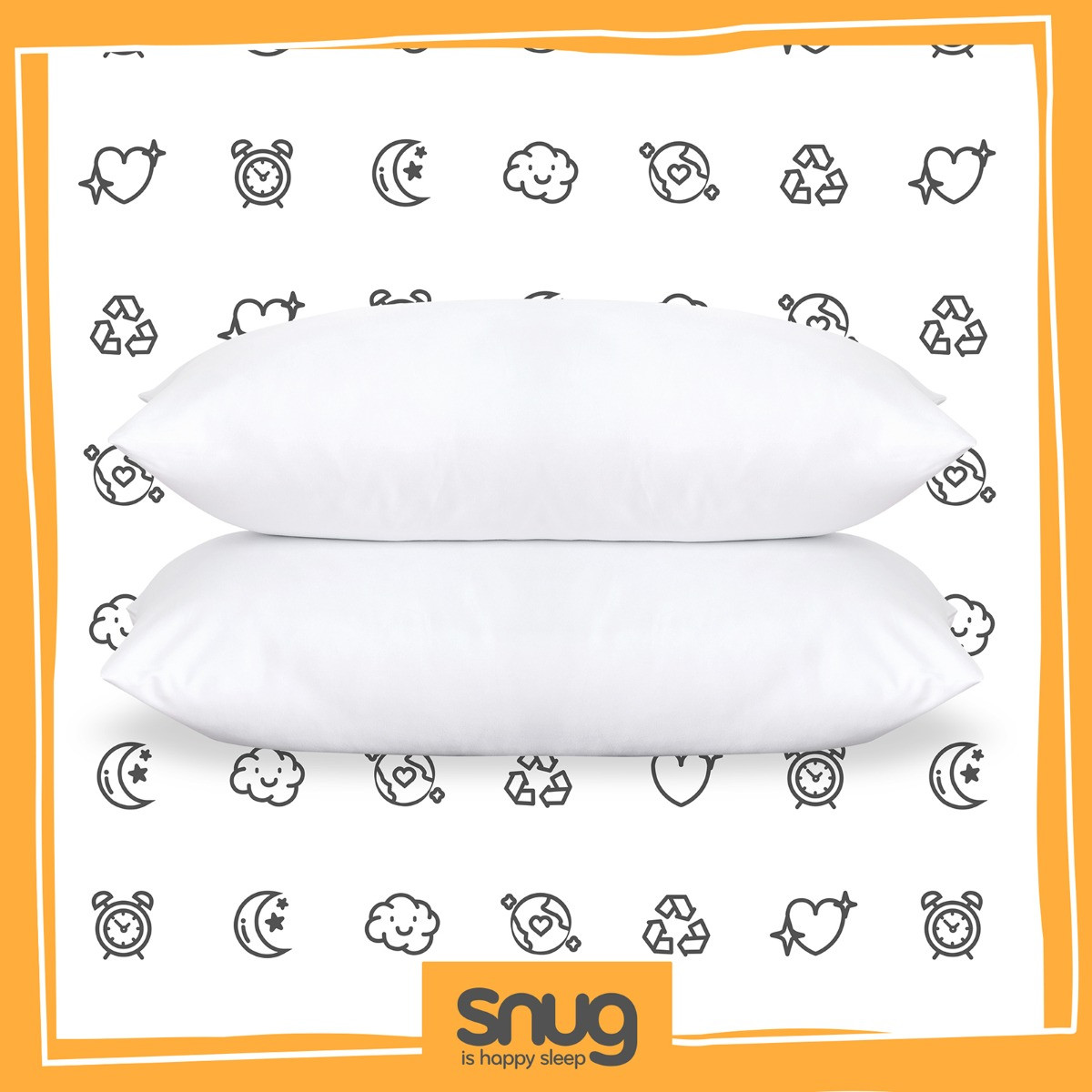 Snug 2 Pack Brilliantly Bouncy Pillow Pair - White>