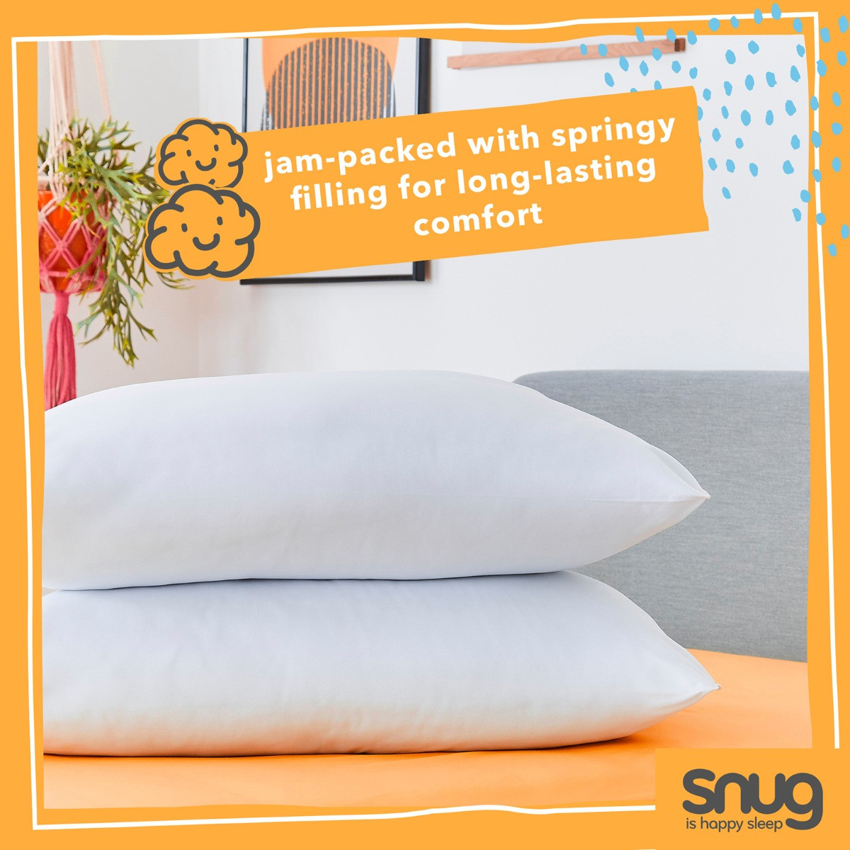 Snug 2 Pack Brilliantly Bouncy Pillow Pair White