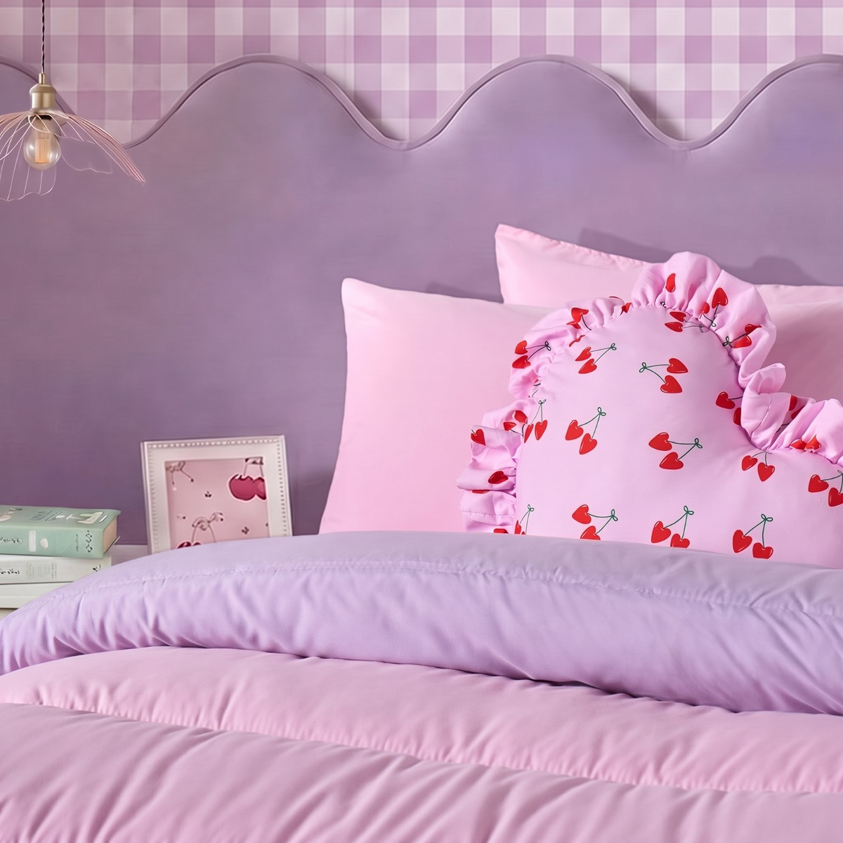 OHS Coverless 10.5 Tog Reversible Duvet & Pillowcase - Pink/Lilac>