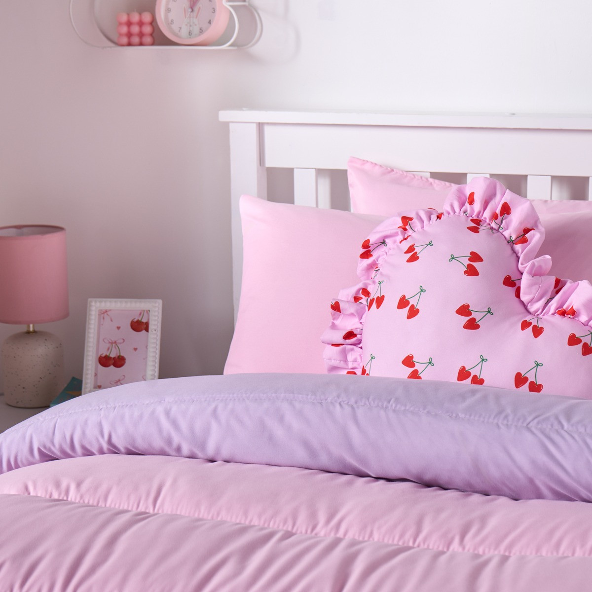 OHS Coverless 10.5 Tog Reversible Duvet & Pillowcase - Pink/Lilac>
