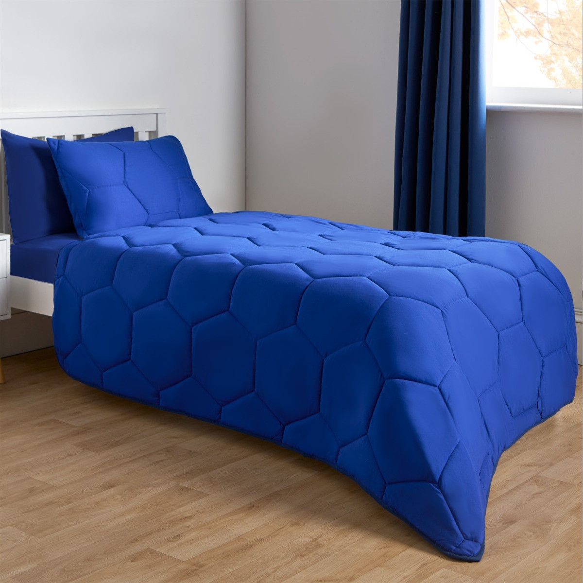 OHS Coverless Honeycomb Quilted 7.5 Tog Duvet Set, Blue - Single >