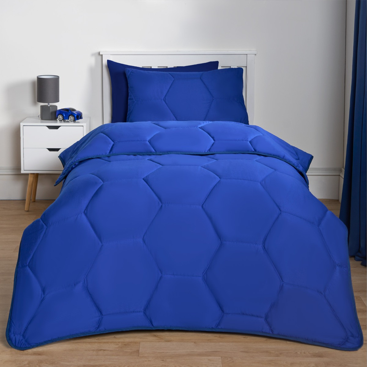 OHS Coverless Honeycomb Quilted 7.5 Tog Duvet Set, Blue - Single >