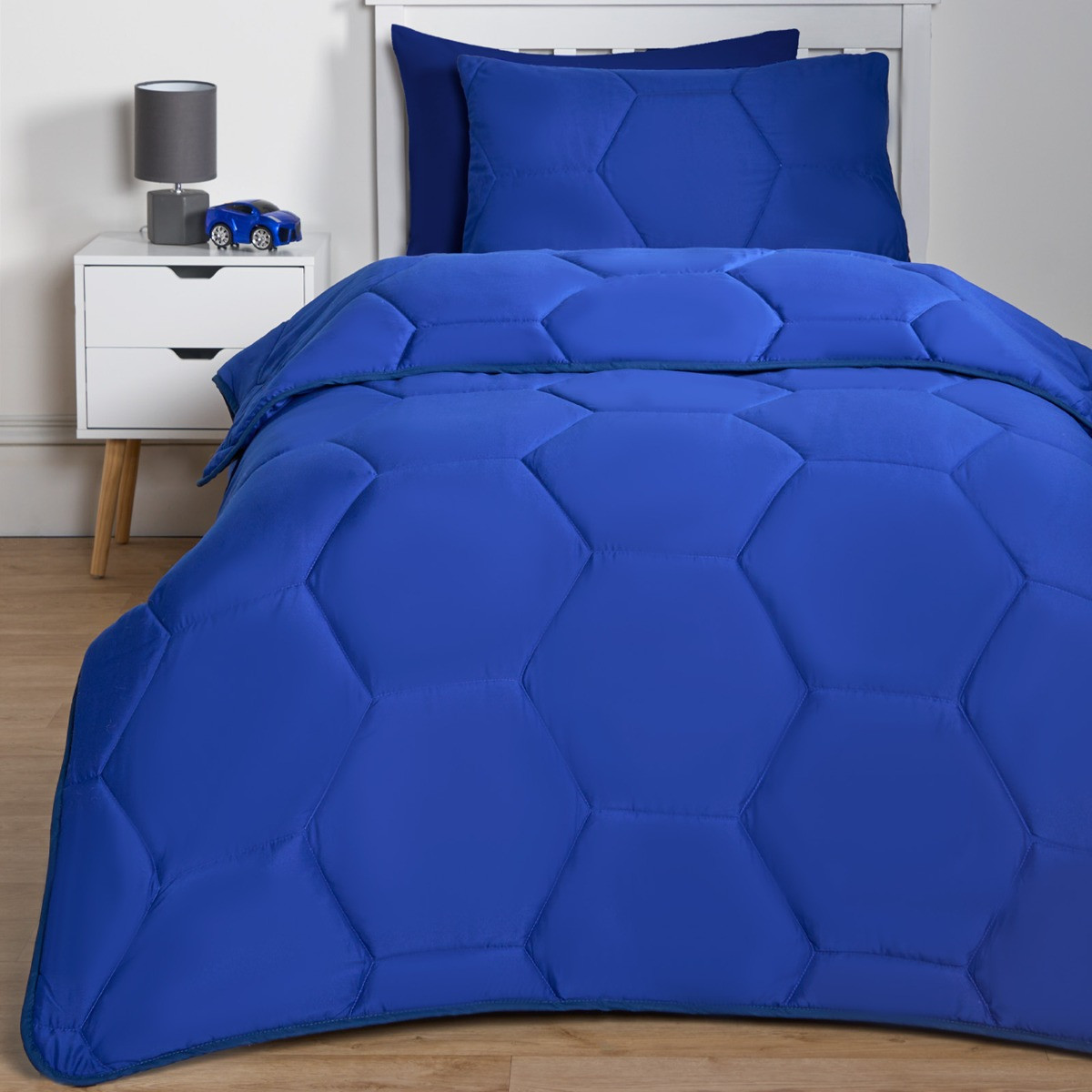 OHS Coverless Honeycomb Quilted 7.5 Tog Duvet Set, Blue - Single >
