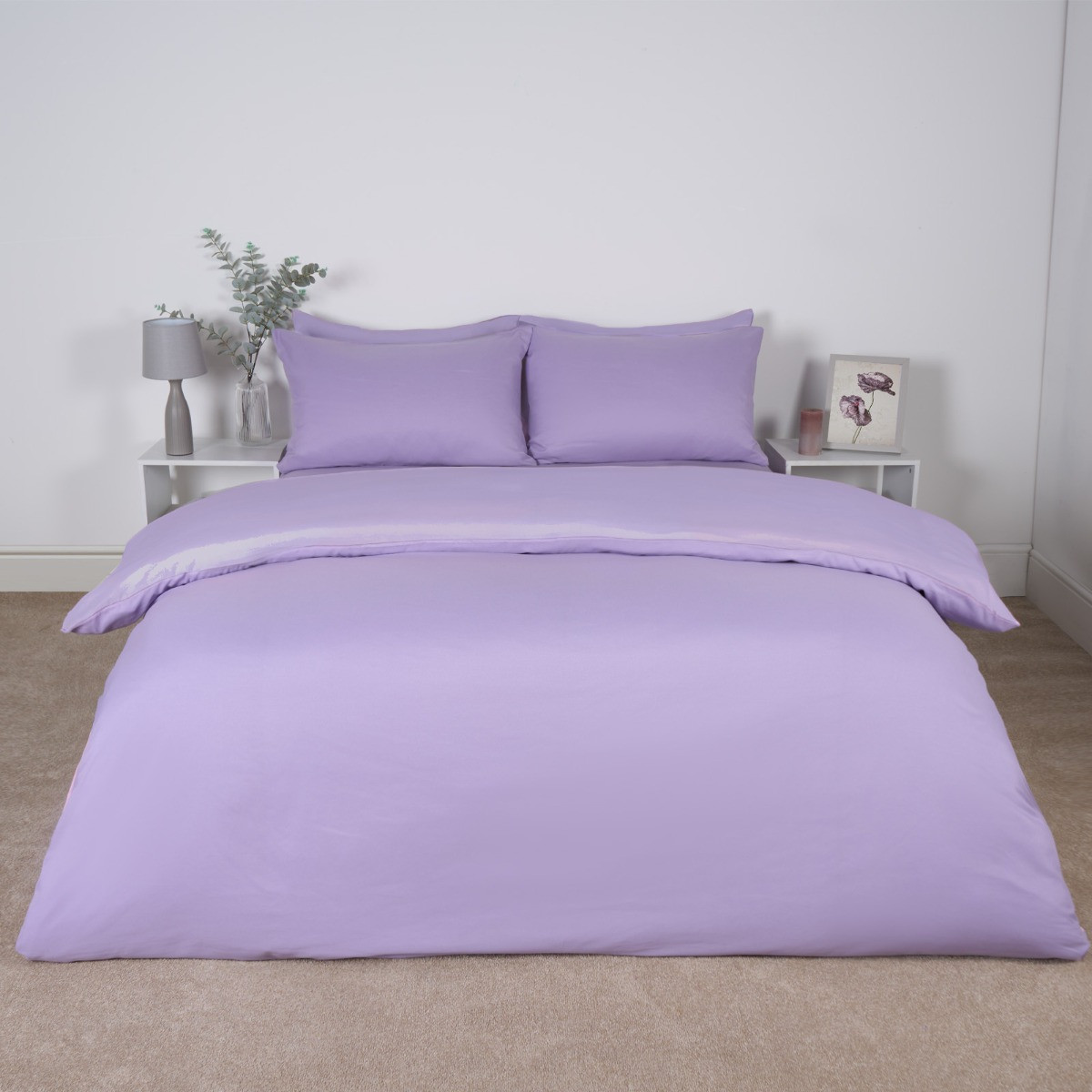 OHS Microfibre Duvet Set, Lilac - Single >