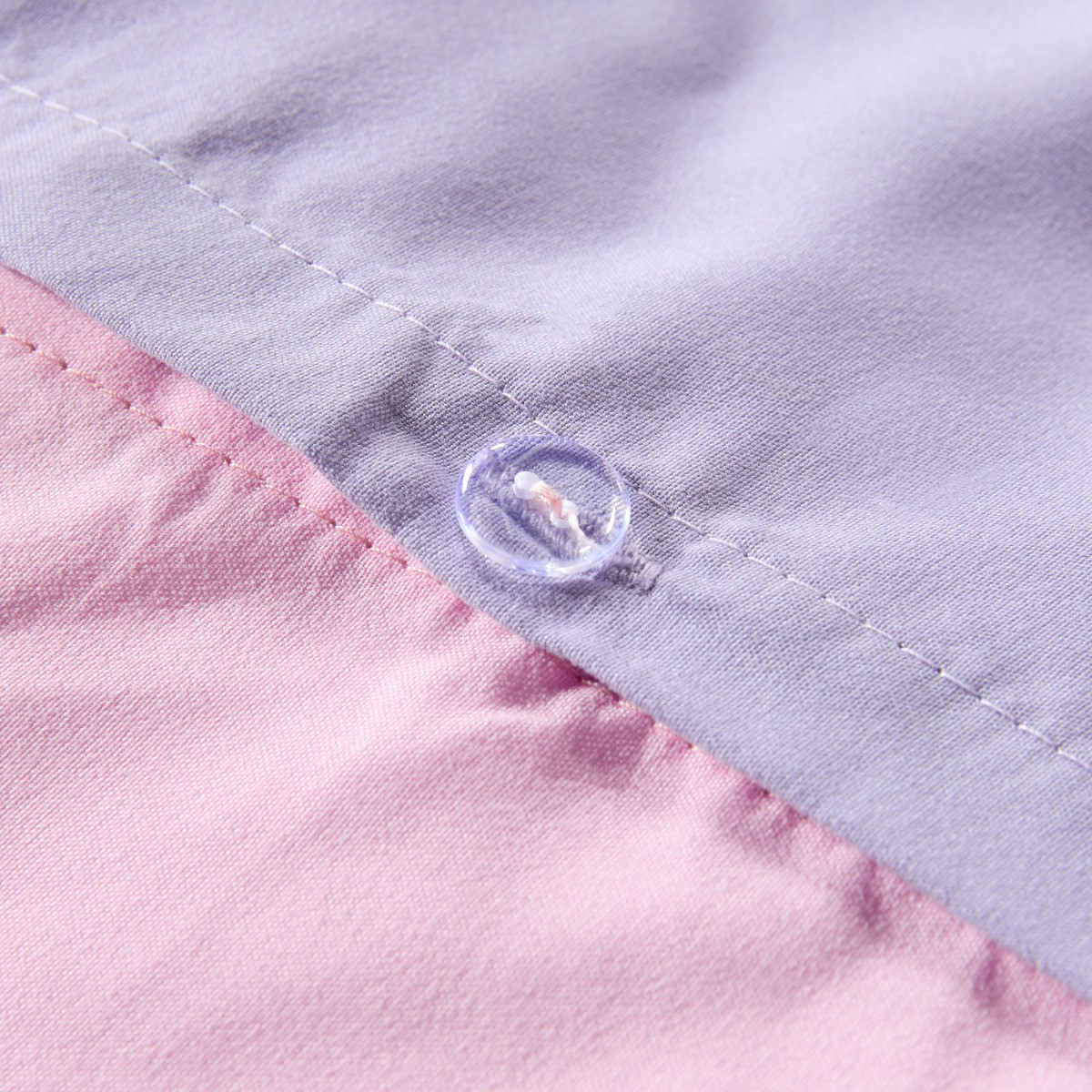 OHS Microfibre Reversible Duvet Set, Lilac/Pink - Double>