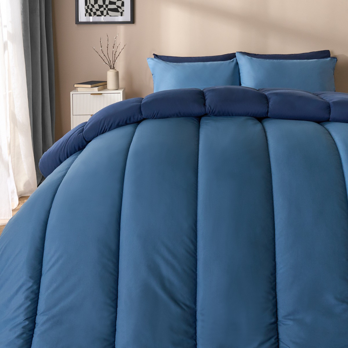 OHS Coverless 10.5 Duvet & Pillowcase, Navy/Blue - King>