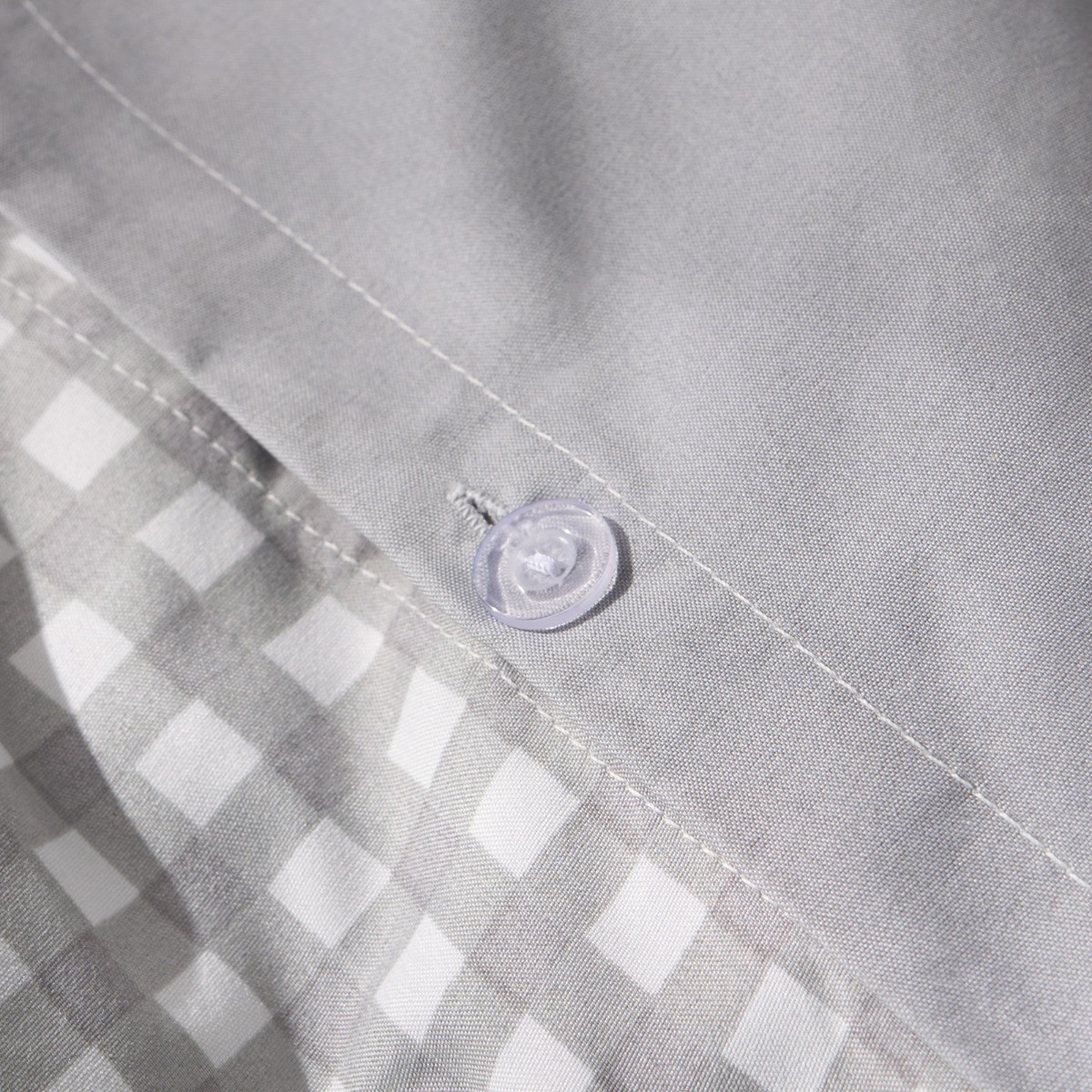 OHS Bee Print Reversible Gingham Duvet Cover Set, Grey - King >