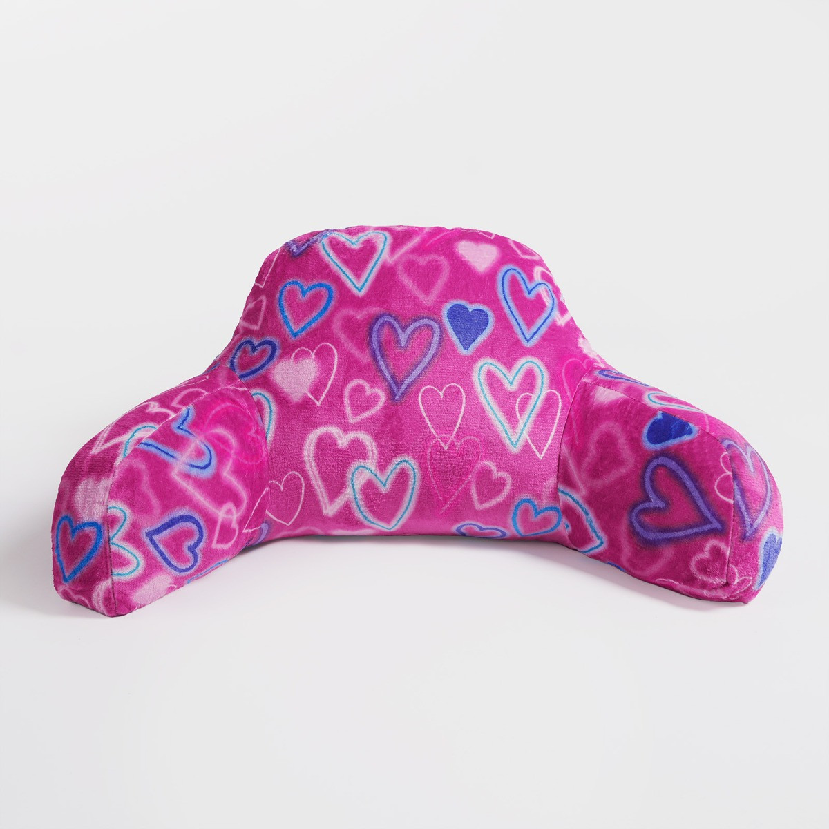 OHS Kids Neon Hearts Fleece Cuddle Cushion - Pink >