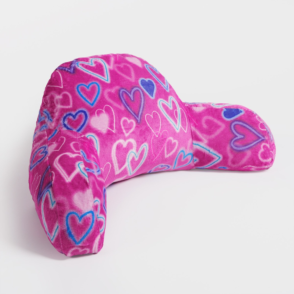 OHS Kids Neon Hearts Fleece Cuddle Cushion - Pink >