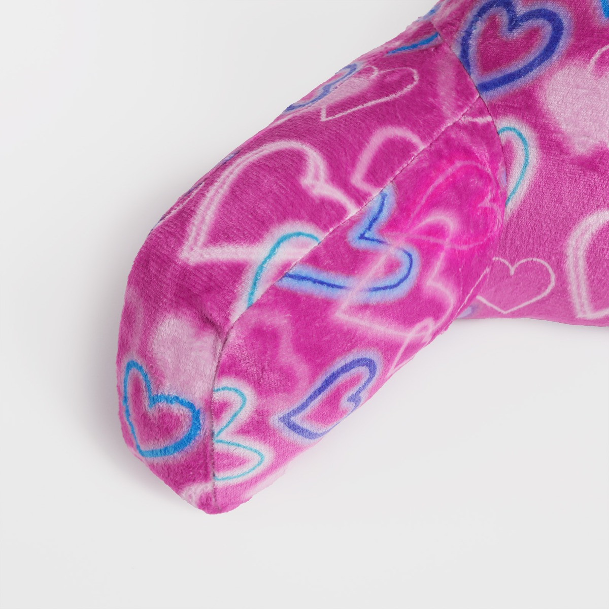 OHS Kids Neon Hearts Fleece Cuddle Cushion - Pink >