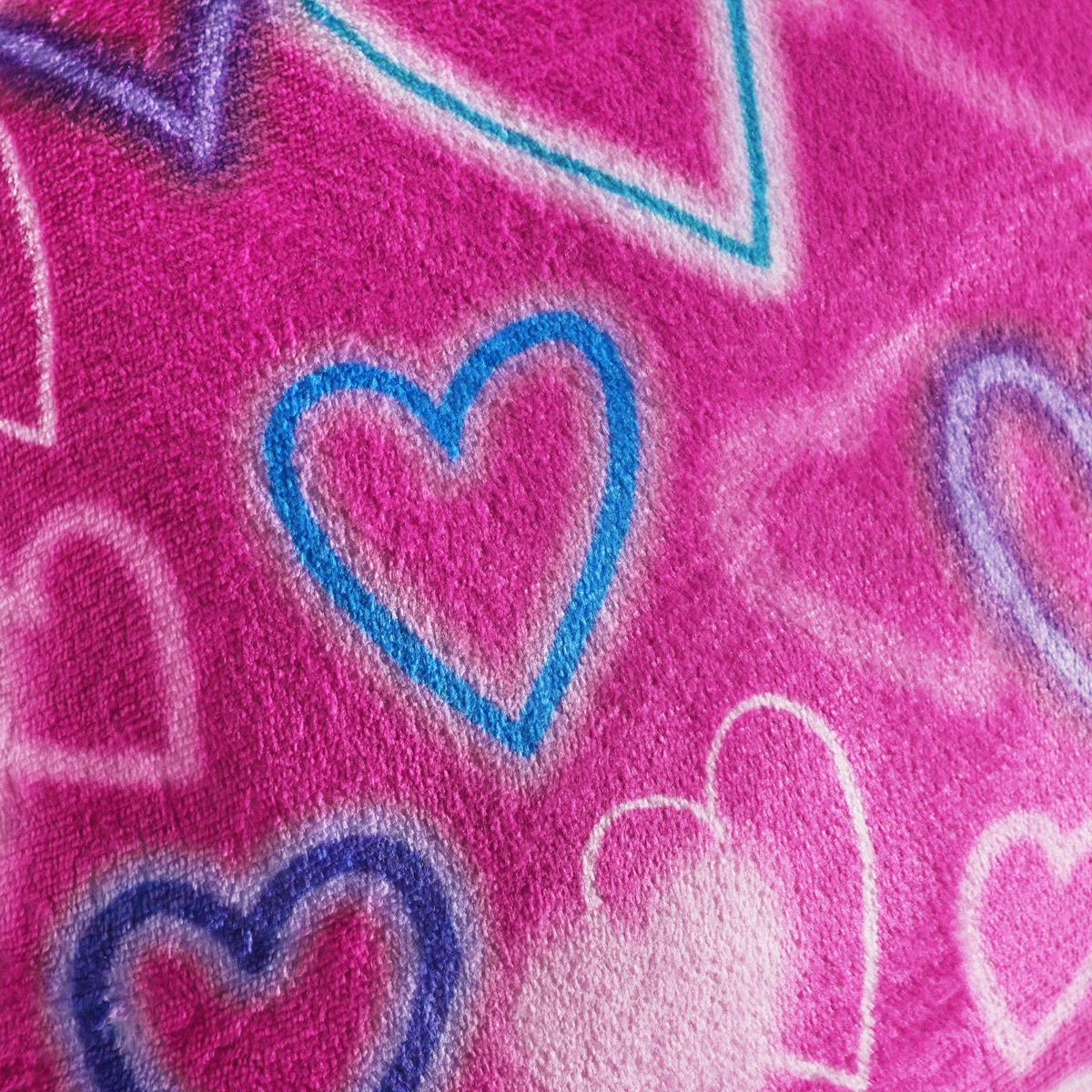 OHS Kids Neon Hearts Fleece Cuddle Cushion - Pink >