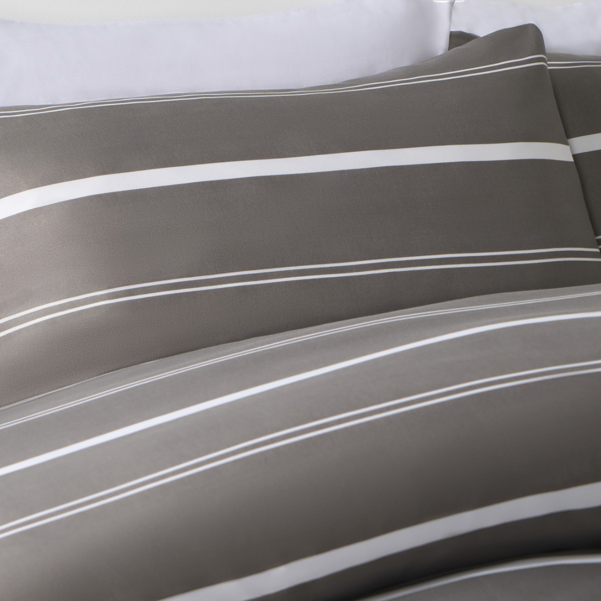 OHS Striped Print Duvet Cover Set - Grey >