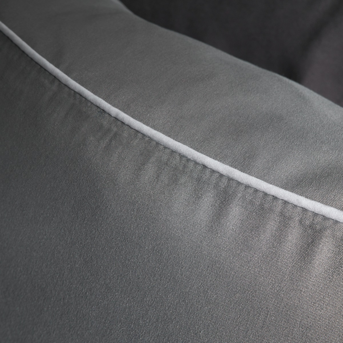 OHS Piped Edge Duvet Set, Grey/White - Double>