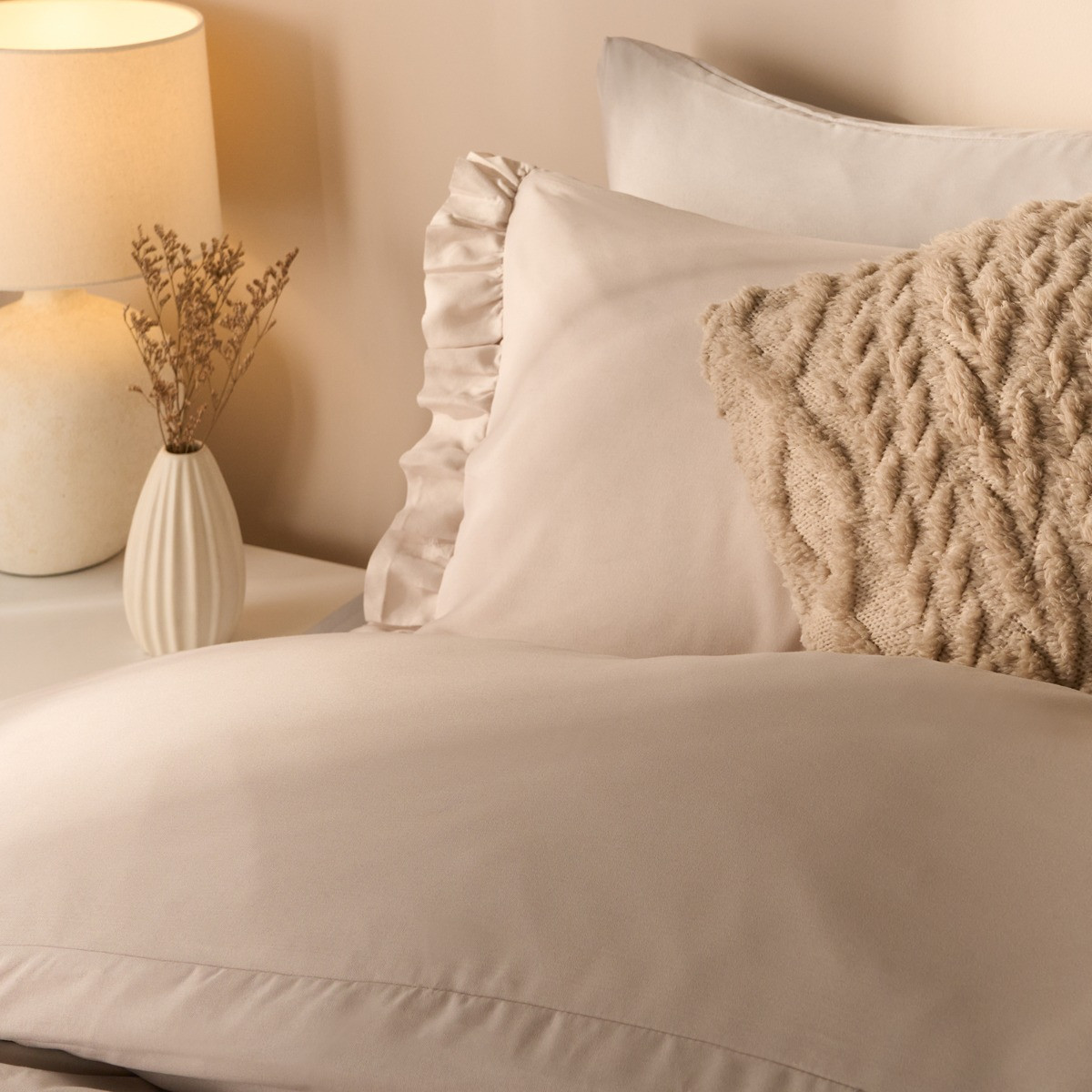 OHS Frill Edge Duvet Cover Set - Natural>